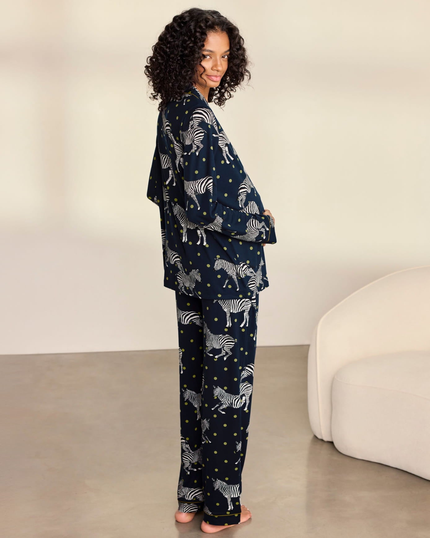 Maternity Polka Dot Zebra Print Long Pyjama Set