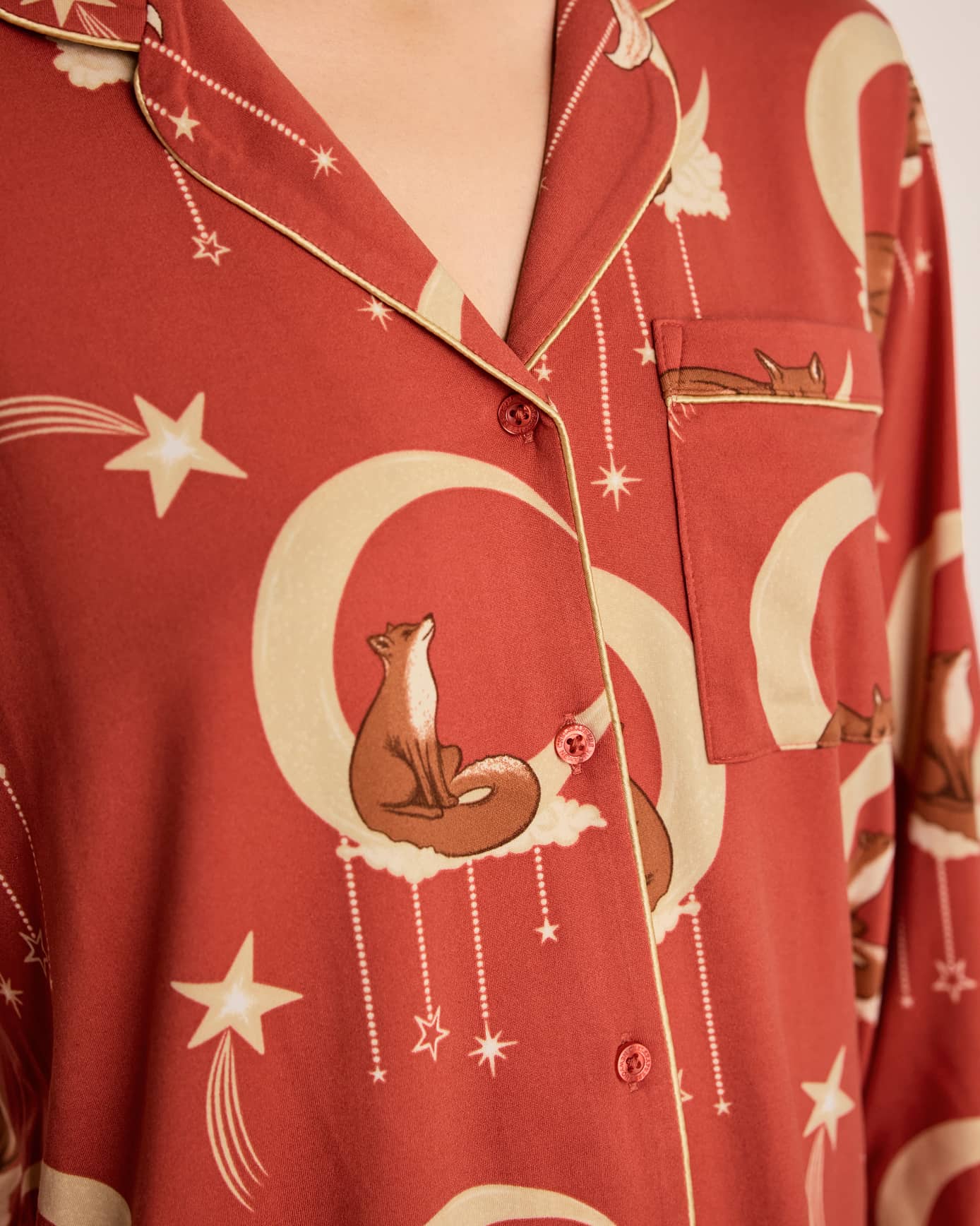 Lunar Foxes Print Long Pyjama Set