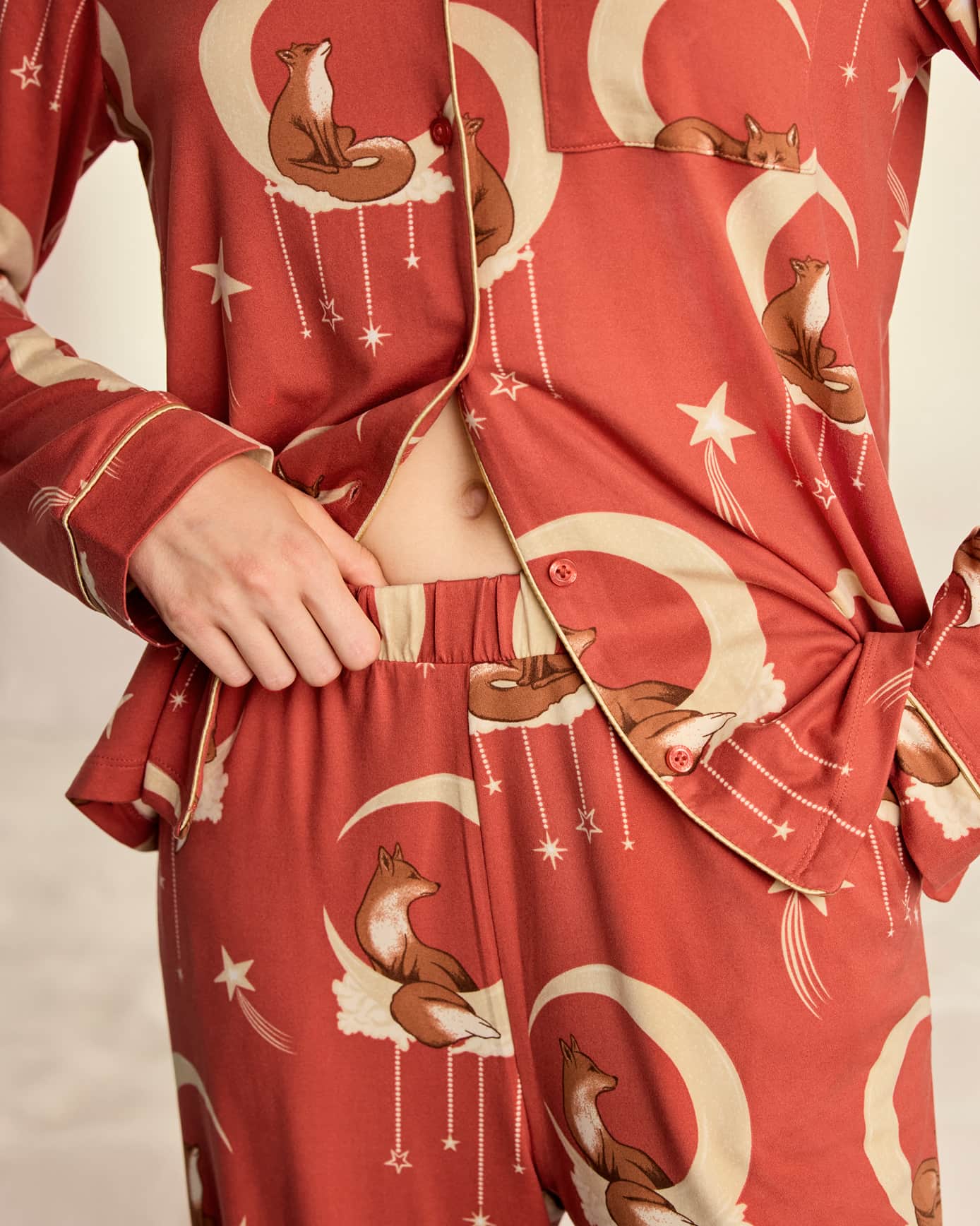 Lunar Foxes Print Long Pyjama Set