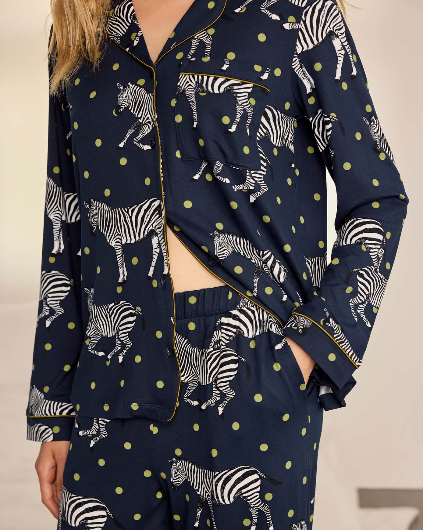 Polka Dot Zebra Print Long Pyjama Set