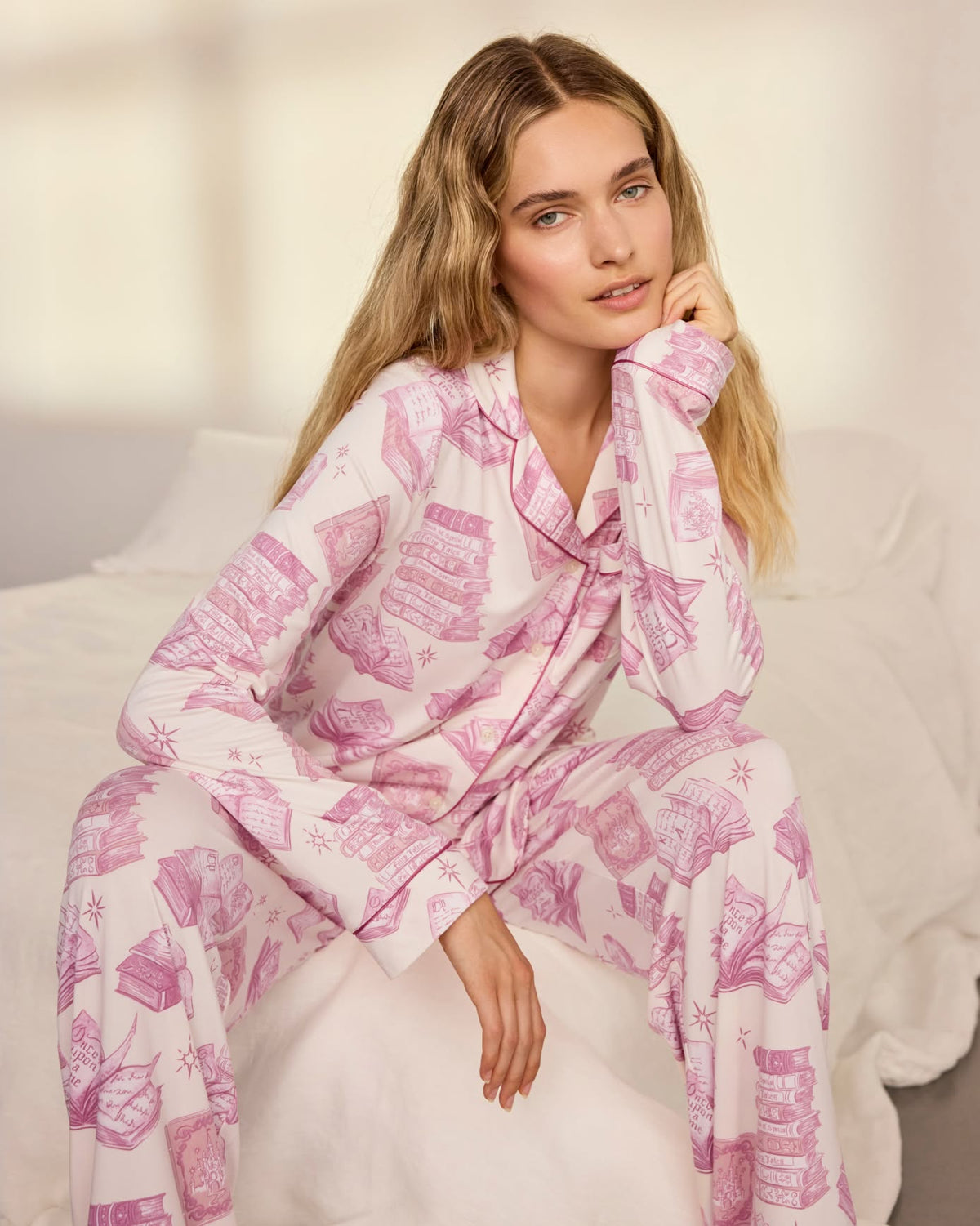 Bedtime Stories Print Button Up Long Pyjama Set