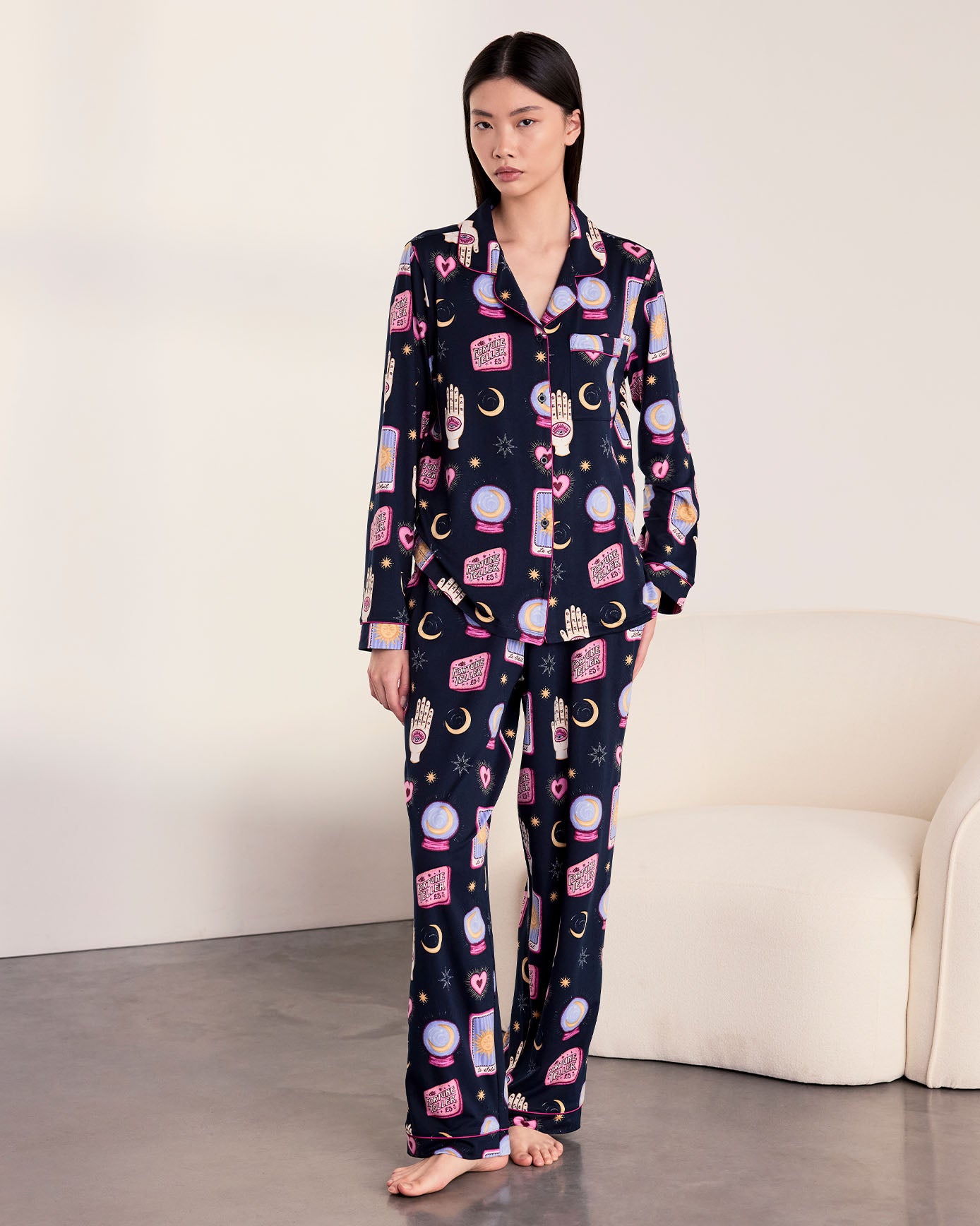 Petite Halloween Fortune Teller Print Long Pyjama Set