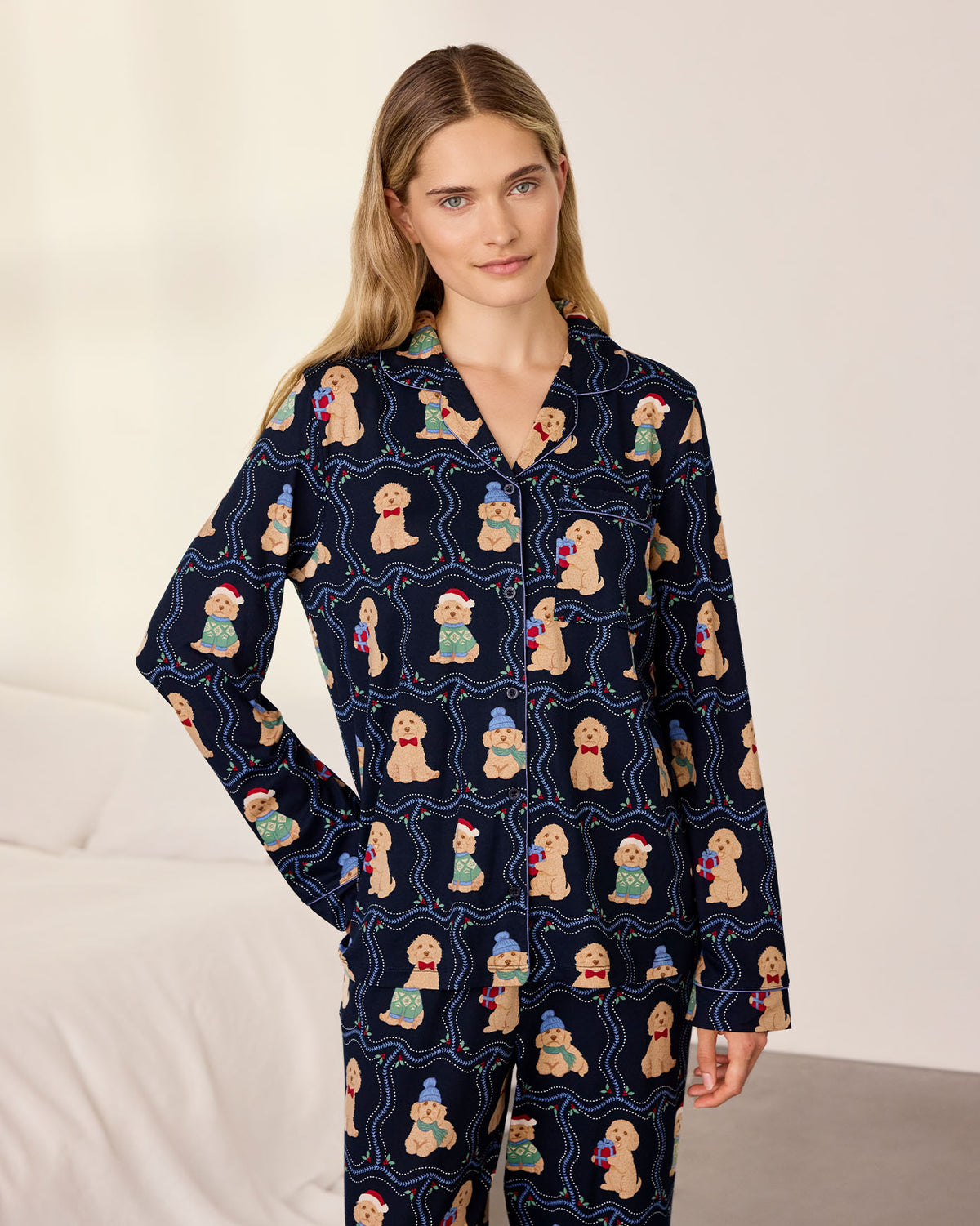 Christmas Chip the Cockapoo Portraits Print Long Pyjama Set