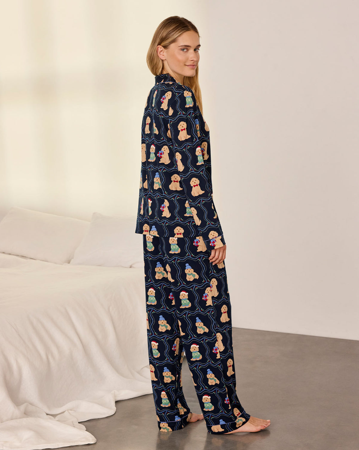 Tall Christmas Chip the Cockapoo Portraits Print Long Pyjama Set