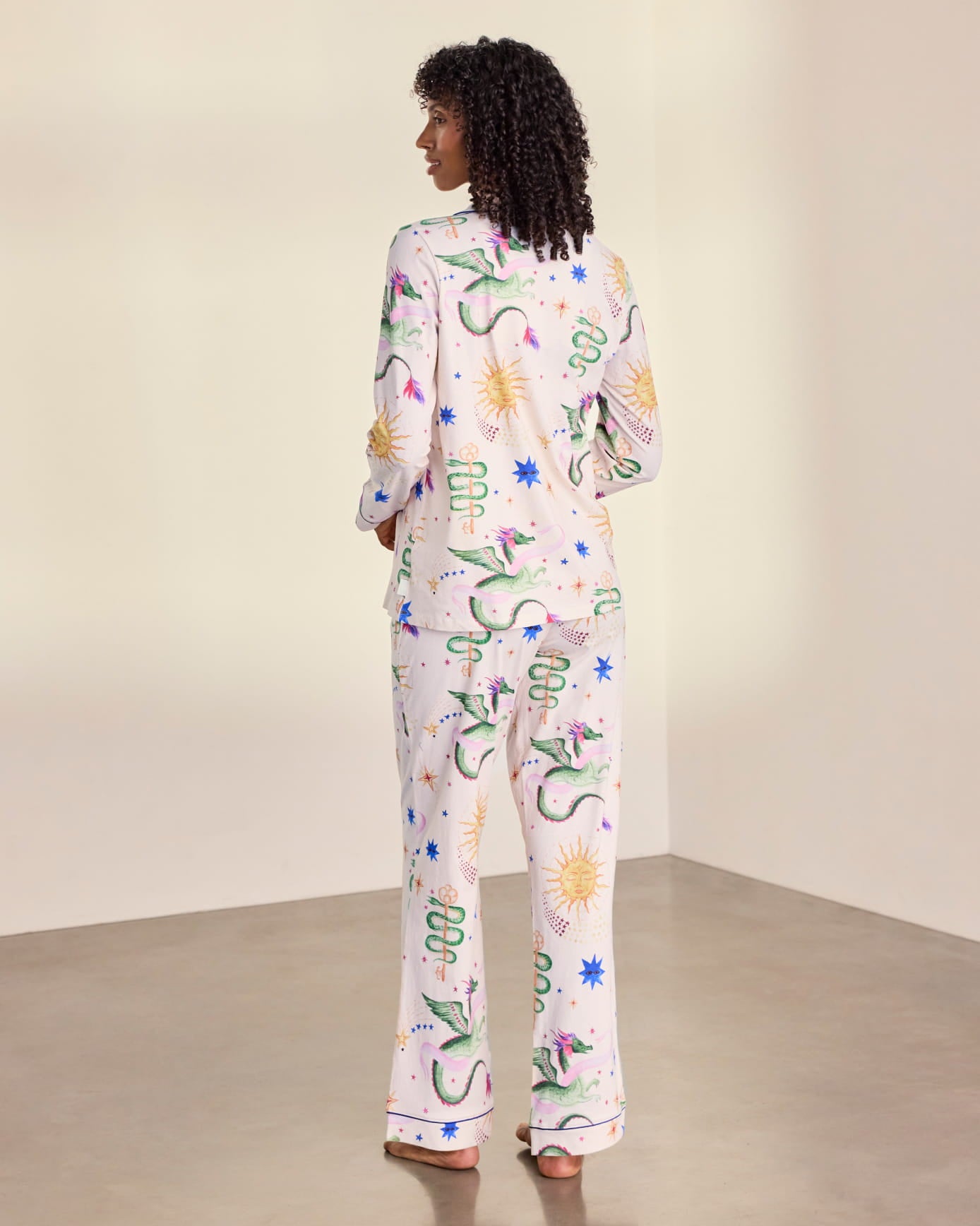 Maternity Organic Cotton Mythical Dragon Print Long Pyjama Set
