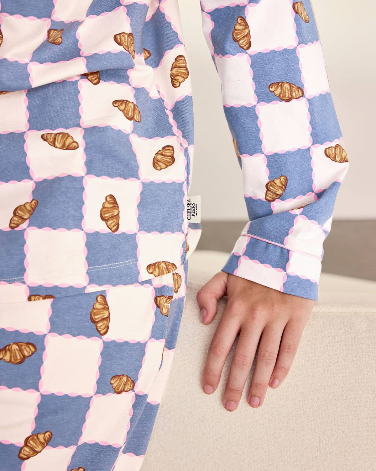 Organic Cotton Checkerboard Croissant Print Long Pyjama Set