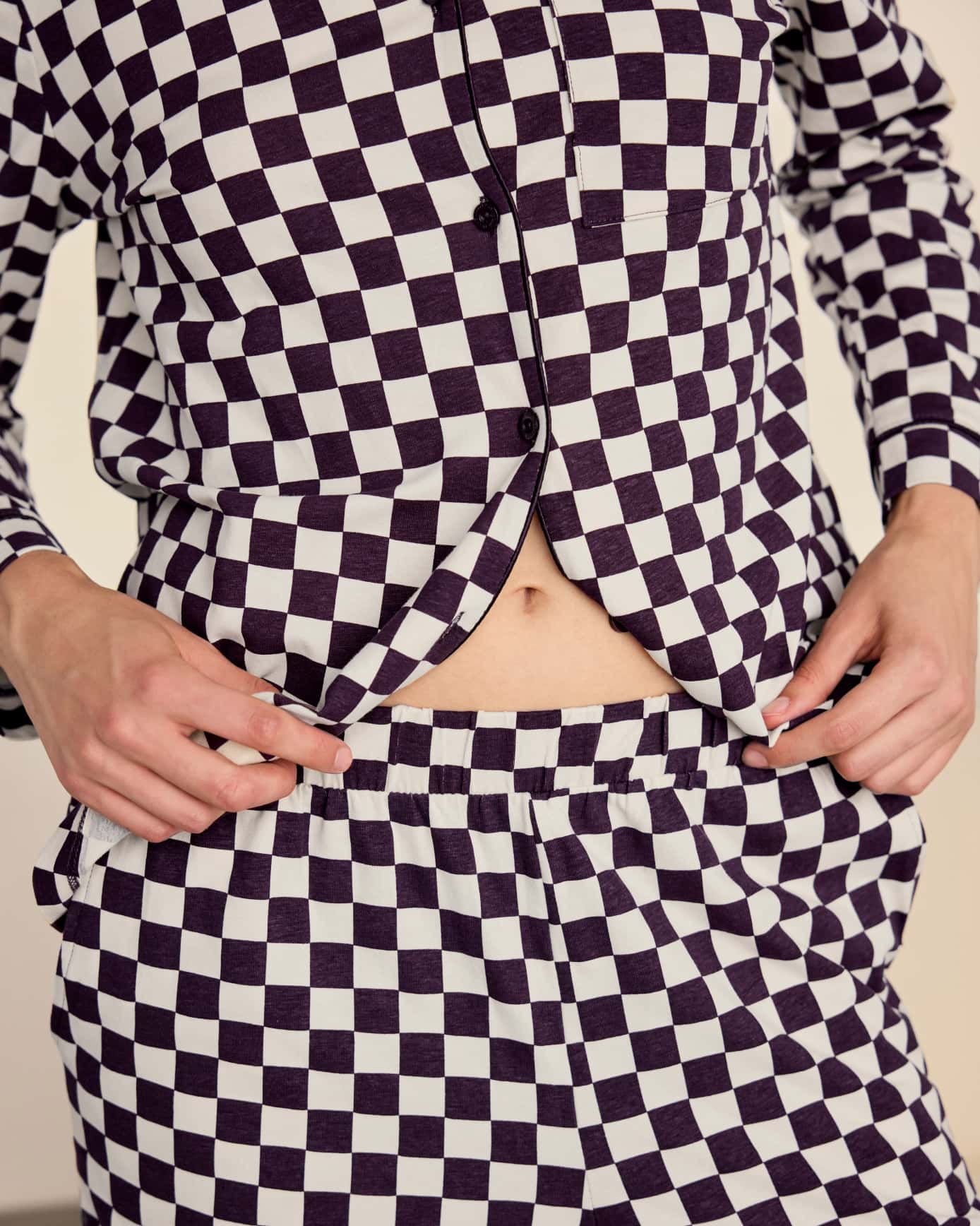 Organic Cotton Checkerboard Long Pyjama Set
