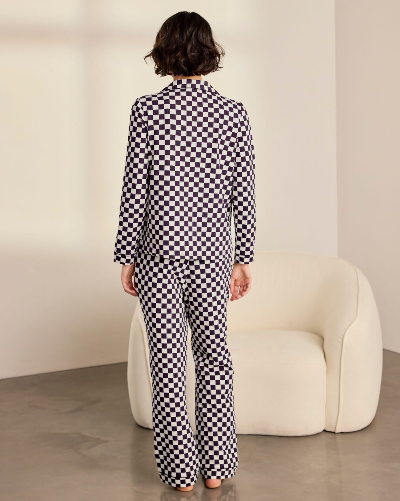 Organic Cotton Checkerboard Long Pyjama Set