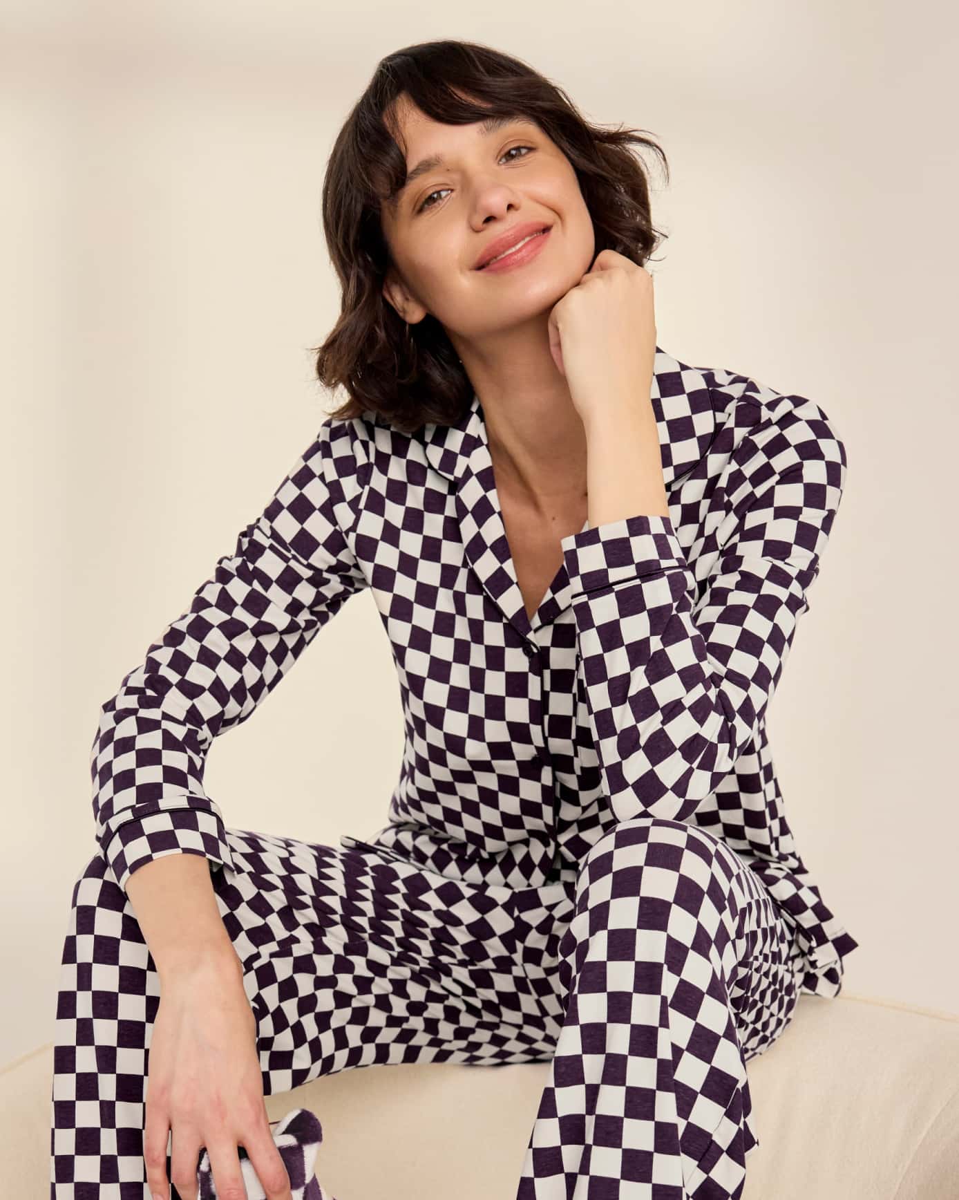 Organic Cotton Checkerboard Long Pyjama Set