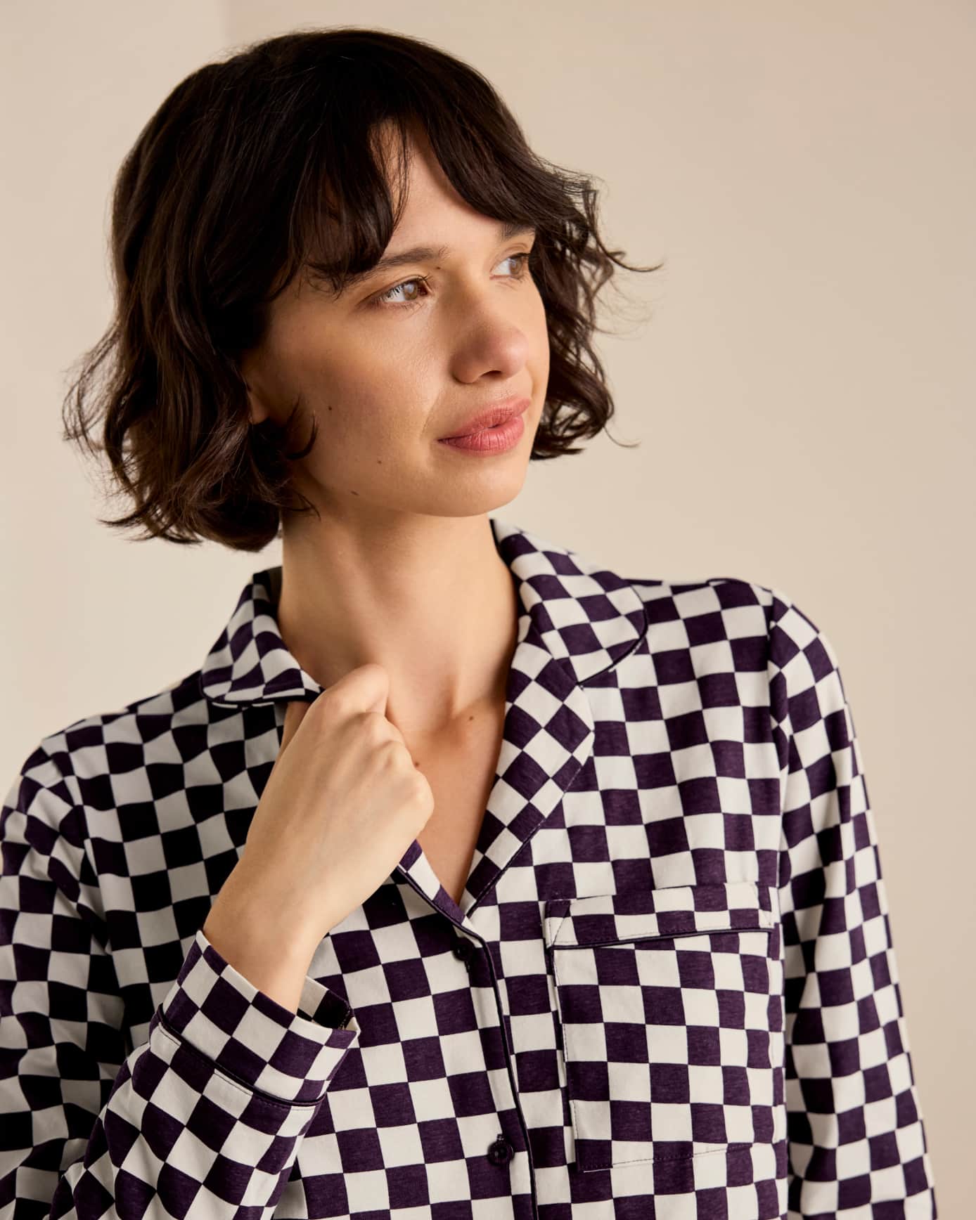 Organic Cotton Checkerboard Long Pyjama Set