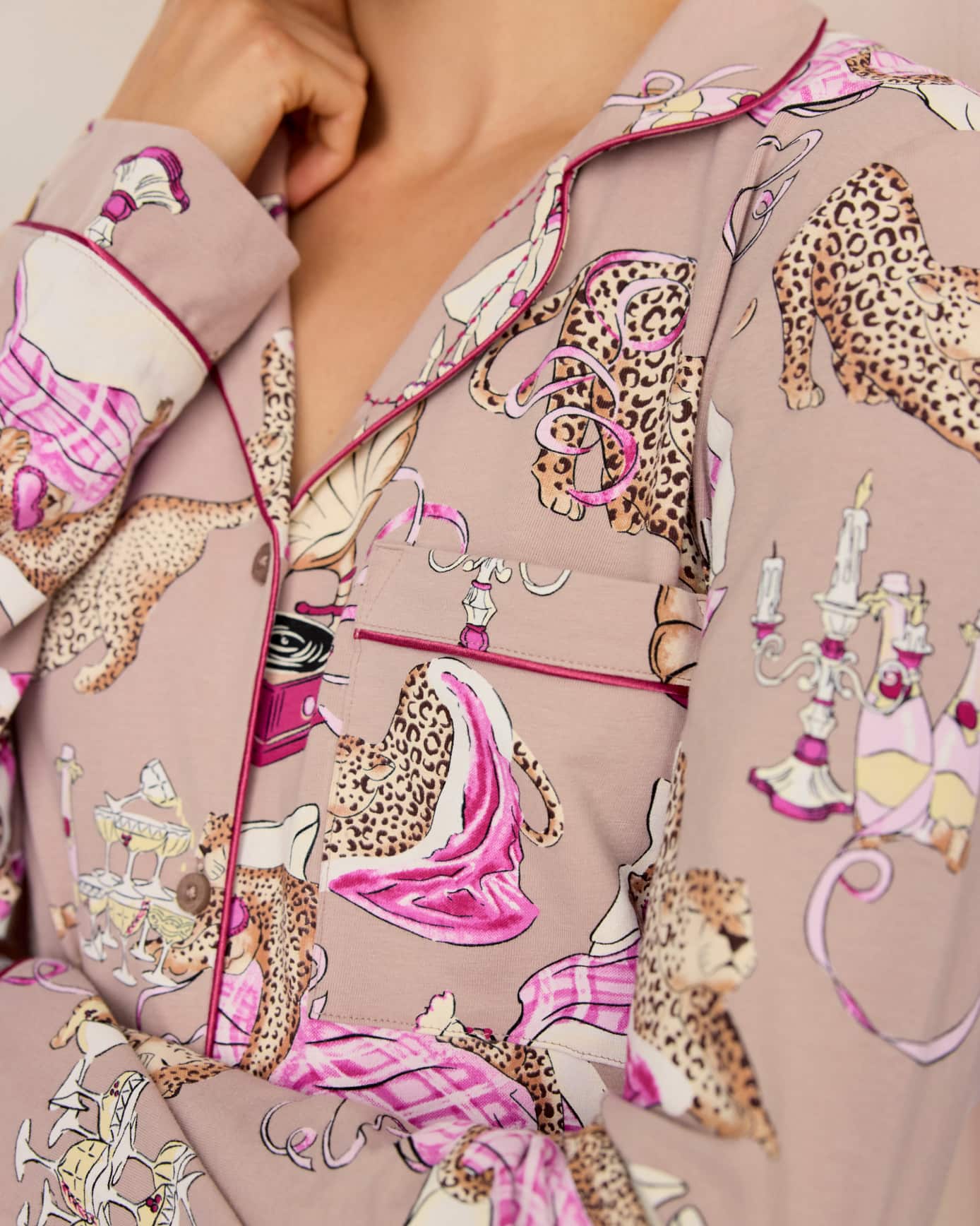 Organic Cotton Leopard After Party Print Long Pyjama Set