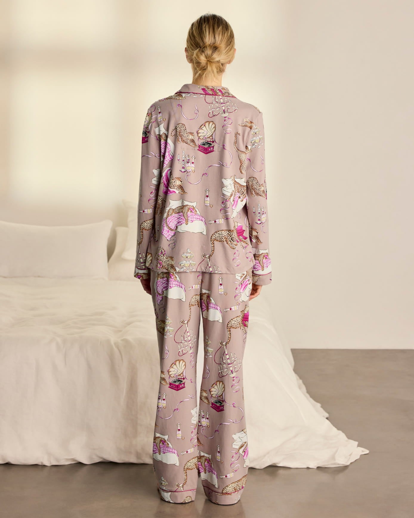 Organic Cotton Leopard After Party Print Long Pyjama Set