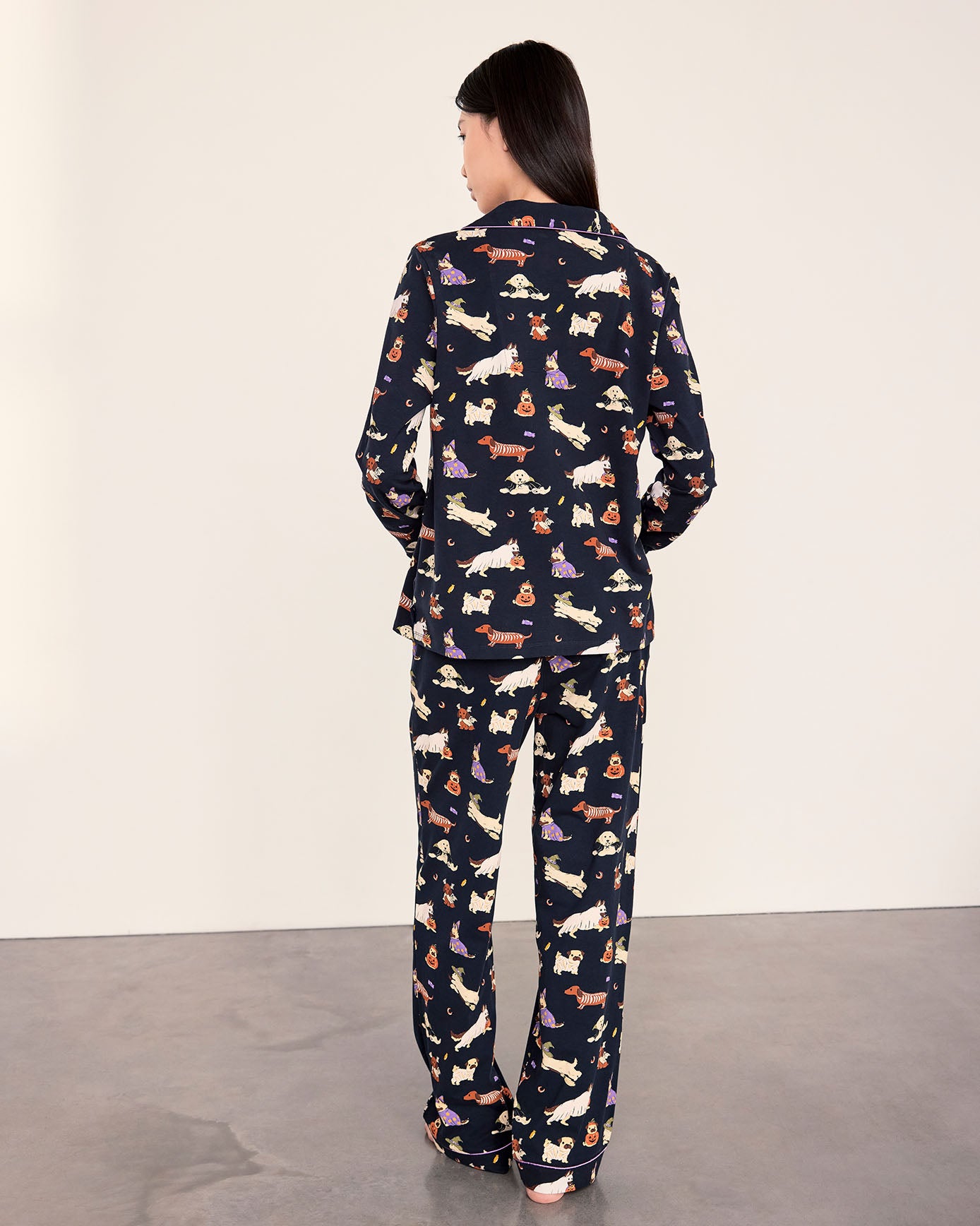 Organic Cotton Halloween Dogs Print Long Pyjama Set