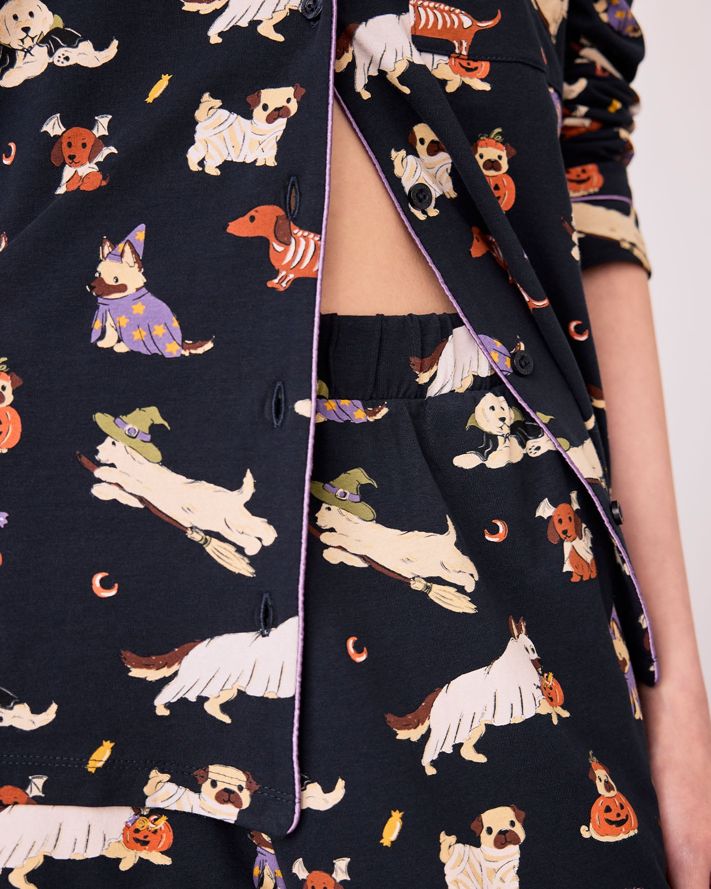 Organic Cotton Halloween Dogs Print Long Pyjama Set