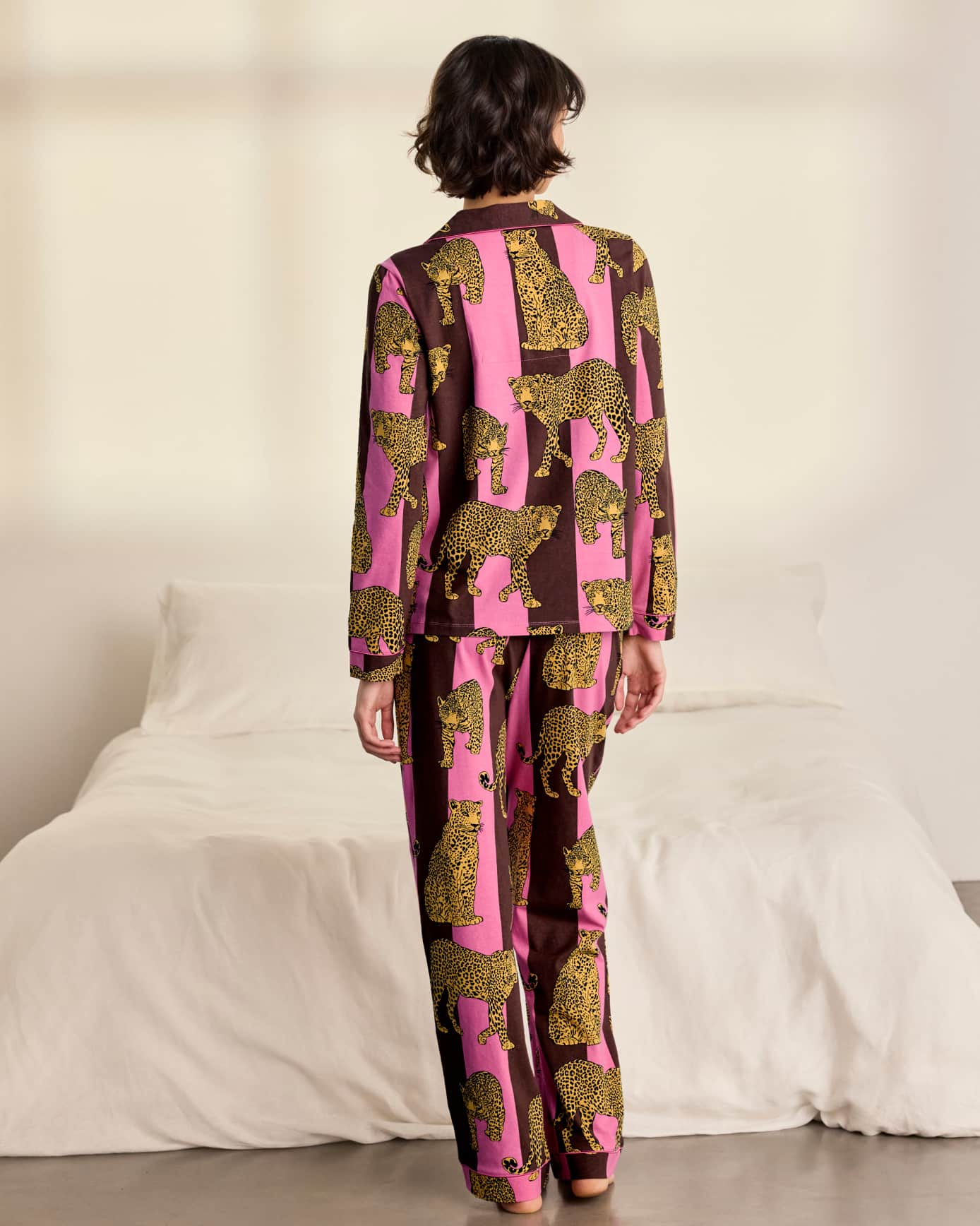 Organic Cotton Leopard Stripe Print Long Pyjama Set