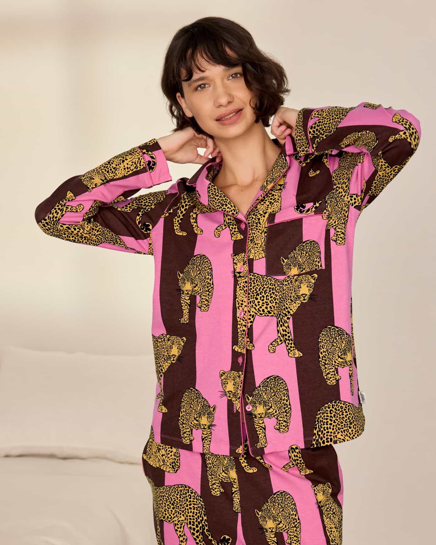 Organic Cotton Leopard Stripe Print Long Pyjama Set