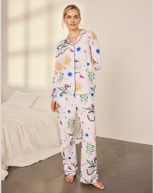 Petite Organic Cotton Mythical Dragon Print Long Pyjama Set