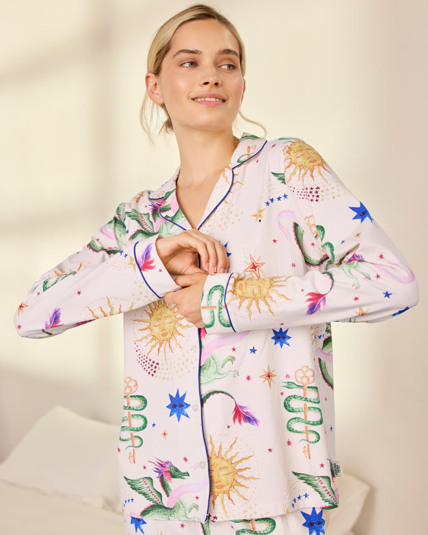 Petite Organic Cotton Mythical Dragon Print Long Pyjama Set