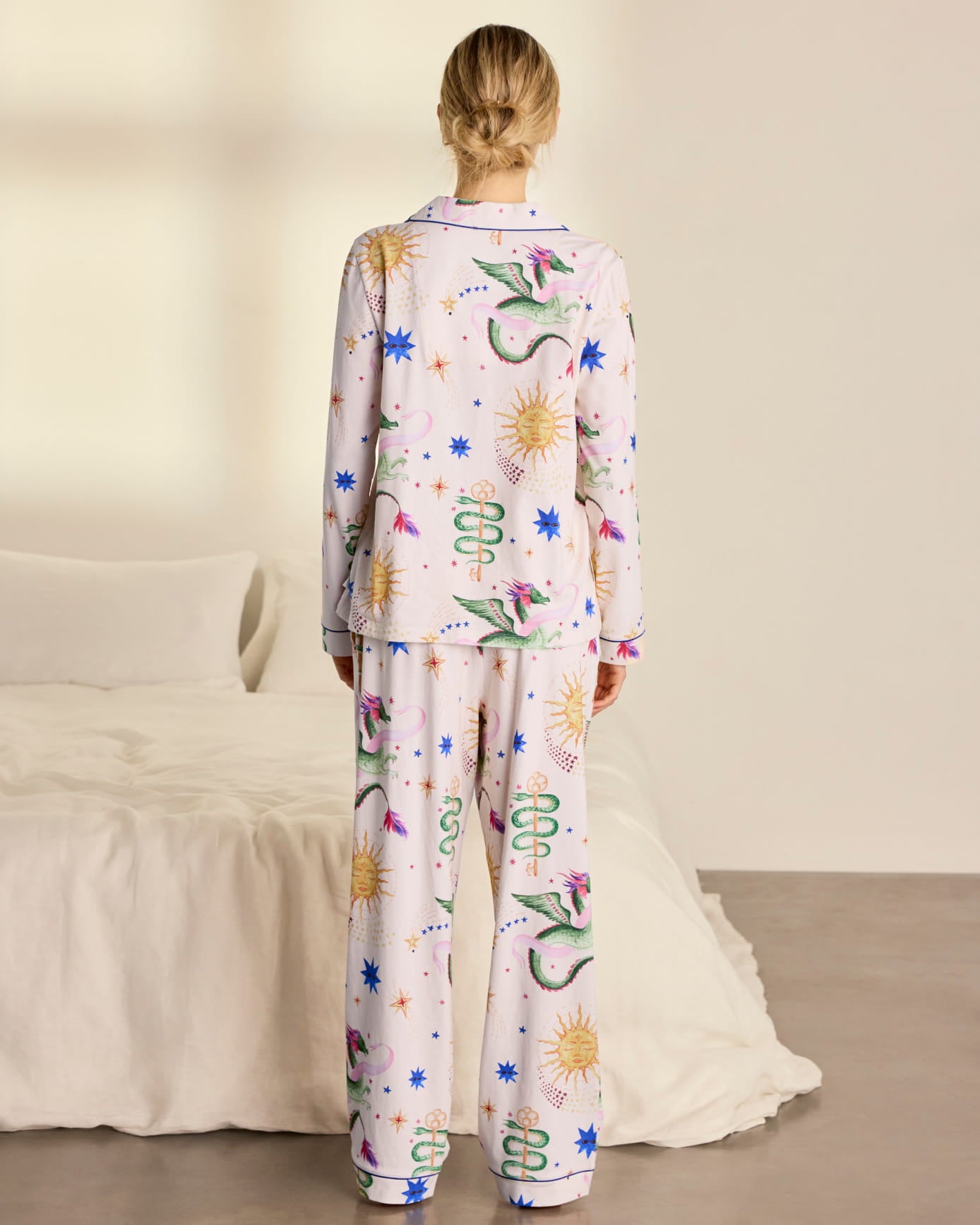 Petite Organic Cotton Mythical Dragon Print Long Pyjama Set