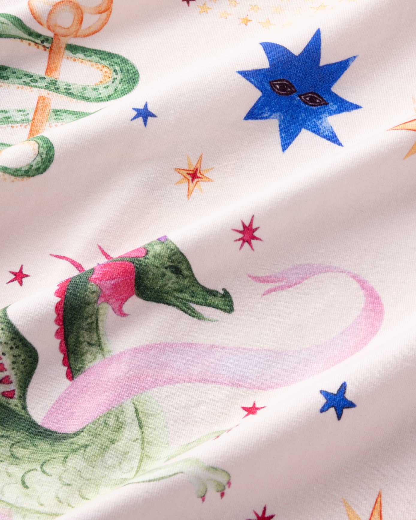 Petite Organic Cotton Mythical Dragon Print Long Pyjama Set