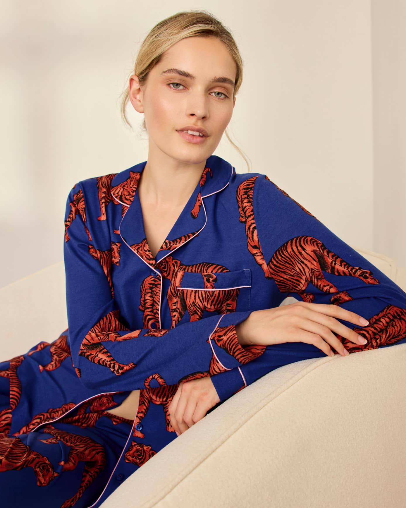 Organic Cotton Roaming Tiger Print Long Pyjama Set