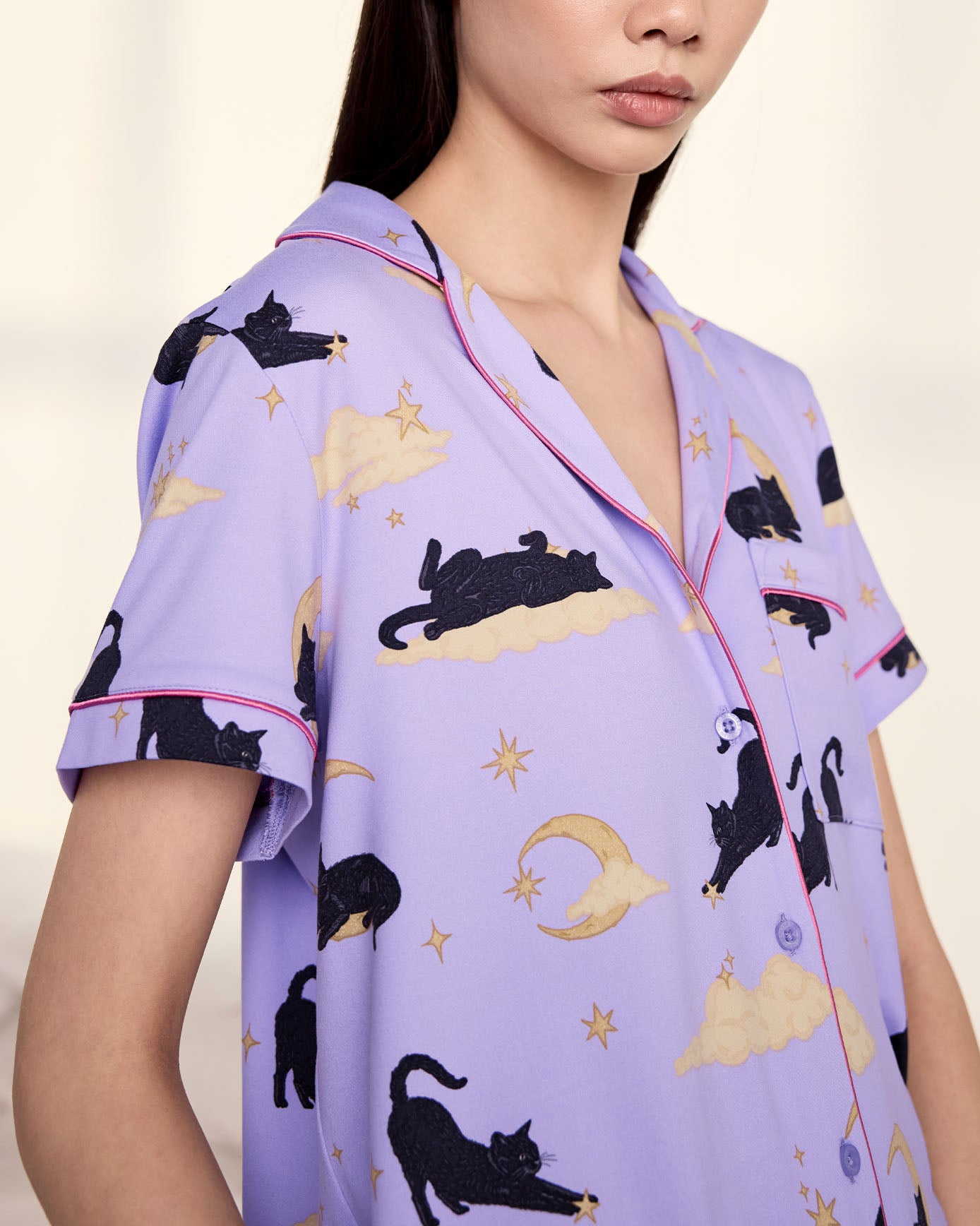 Halloween Cat Print Short Pyjama Set