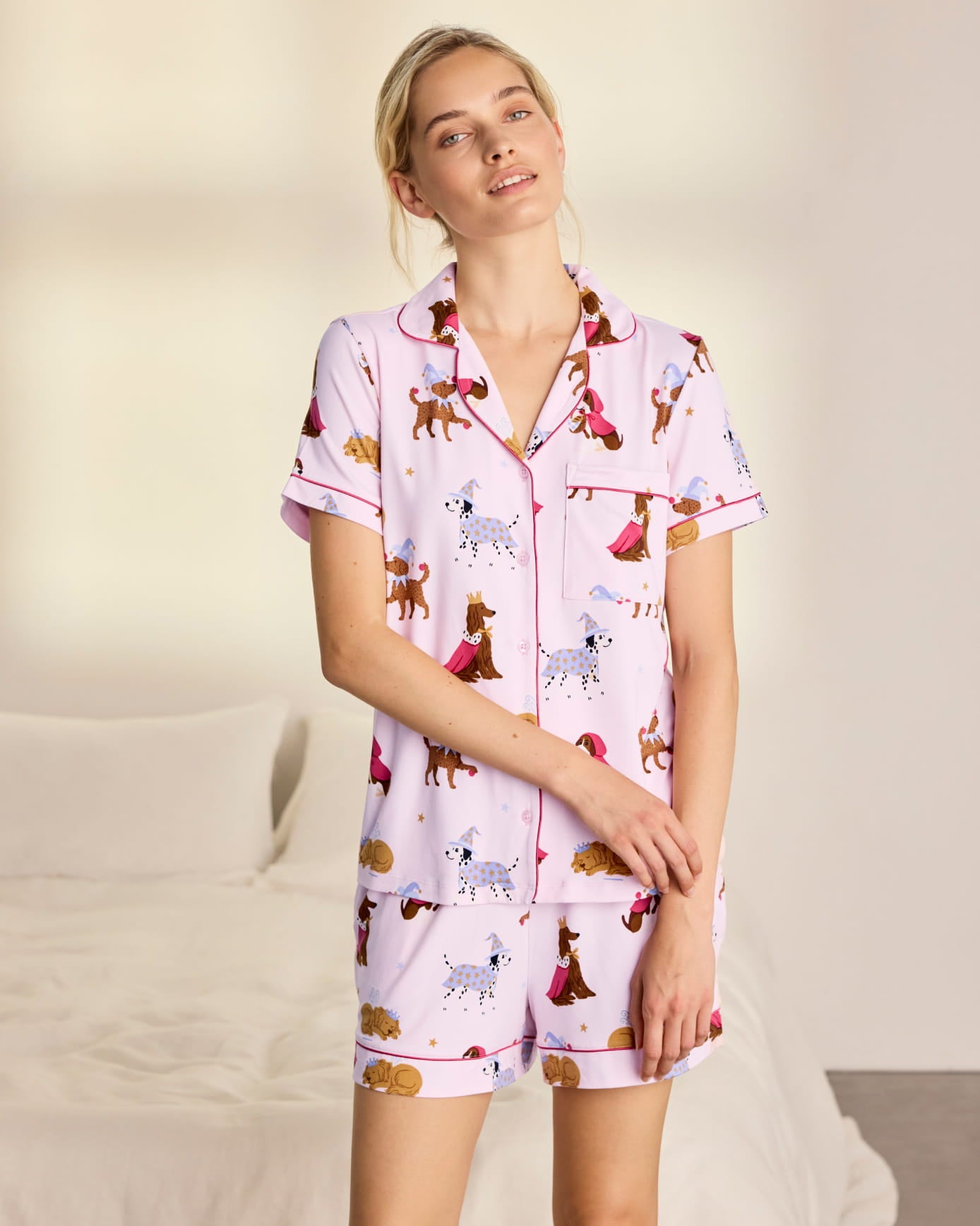 Fairytale Dogs Print Short Pyjama Set