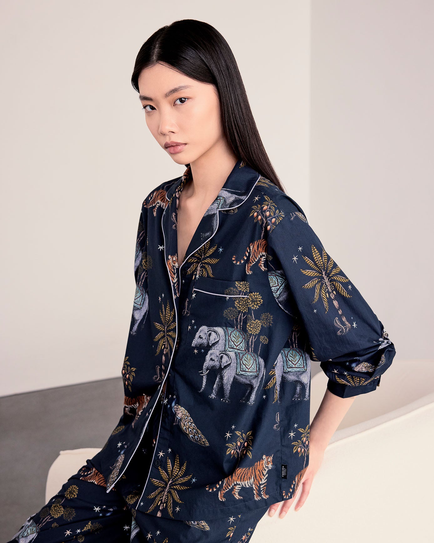 Petite Organic Cotton Twilight Safari Print Long Pyjama Set