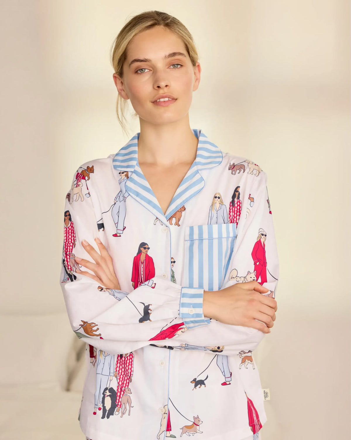 Organic Cotton Dog Walking Print Long Pyjama Set