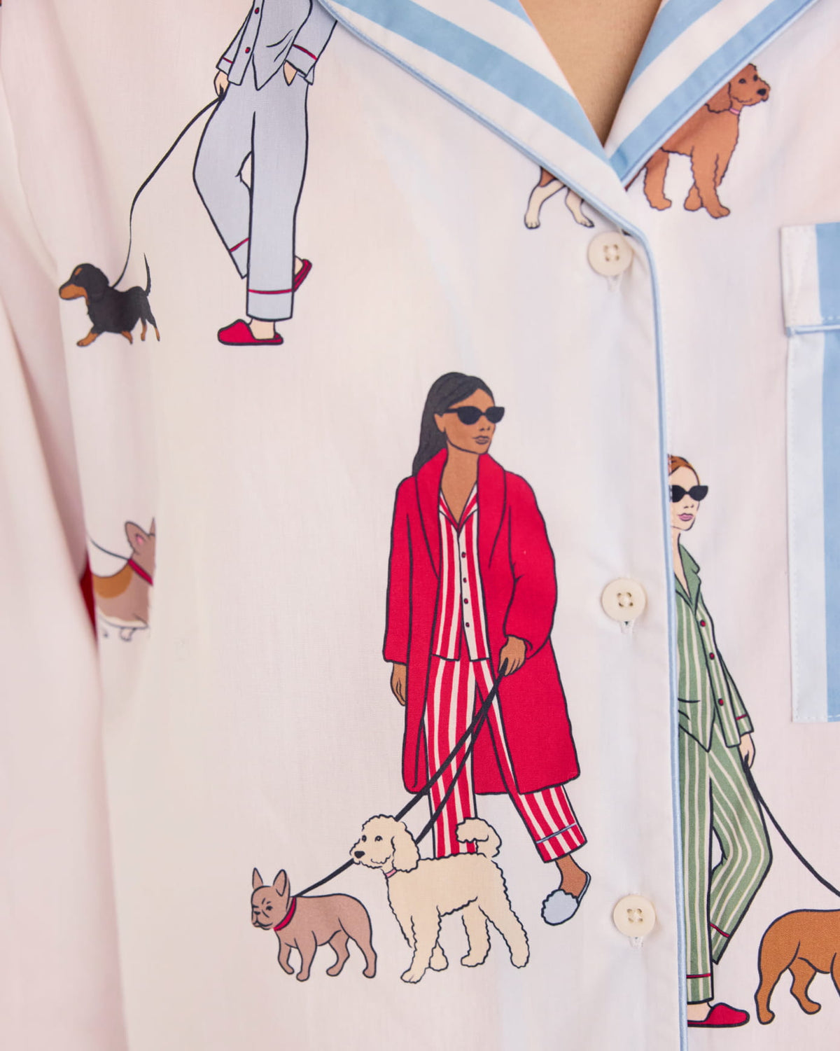 Organic Cotton Dog Walking Print Long Pyjama Set