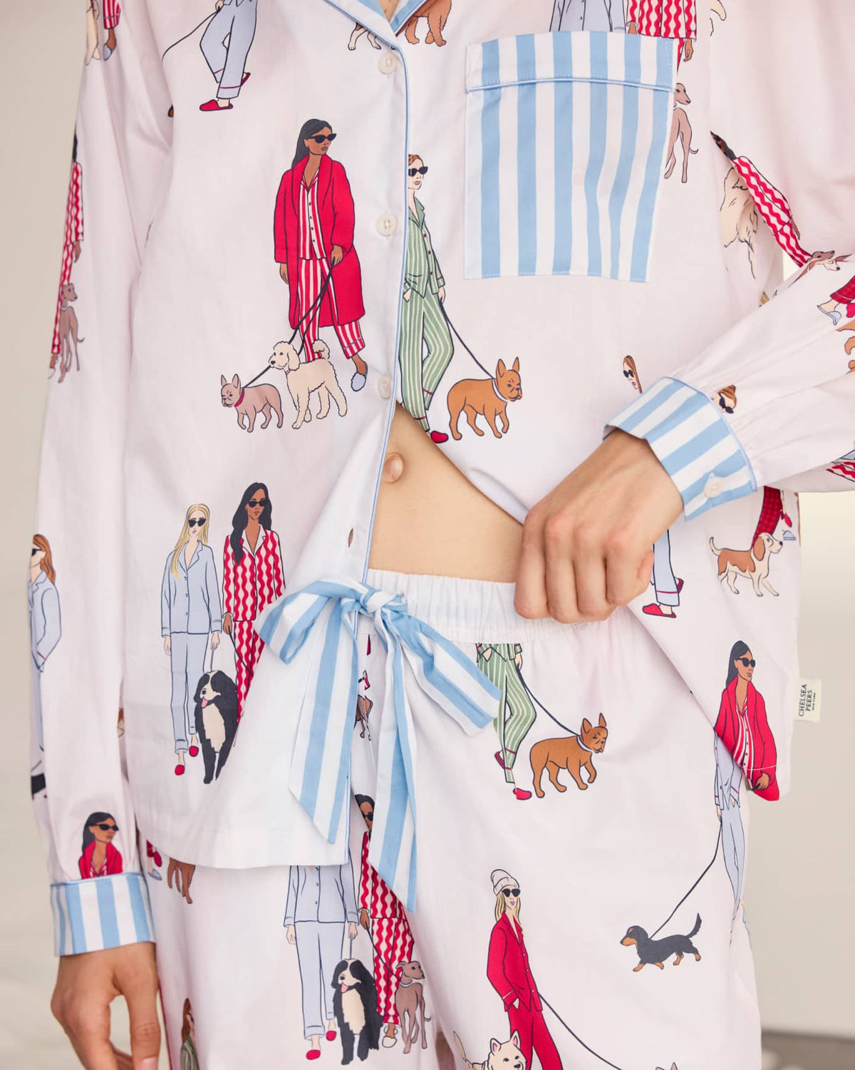 Organic Cotton Dog Walking Print Long Pyjama Set