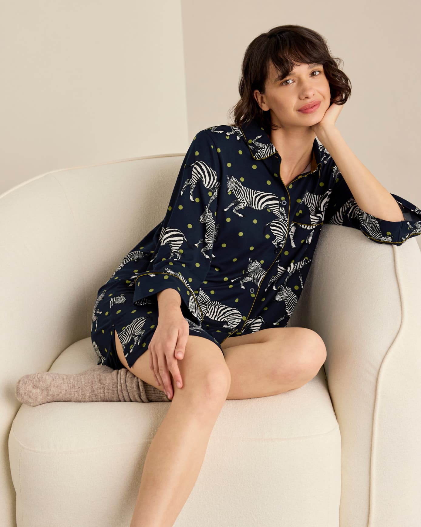 Polka Dot Zebra Print Nightshirt