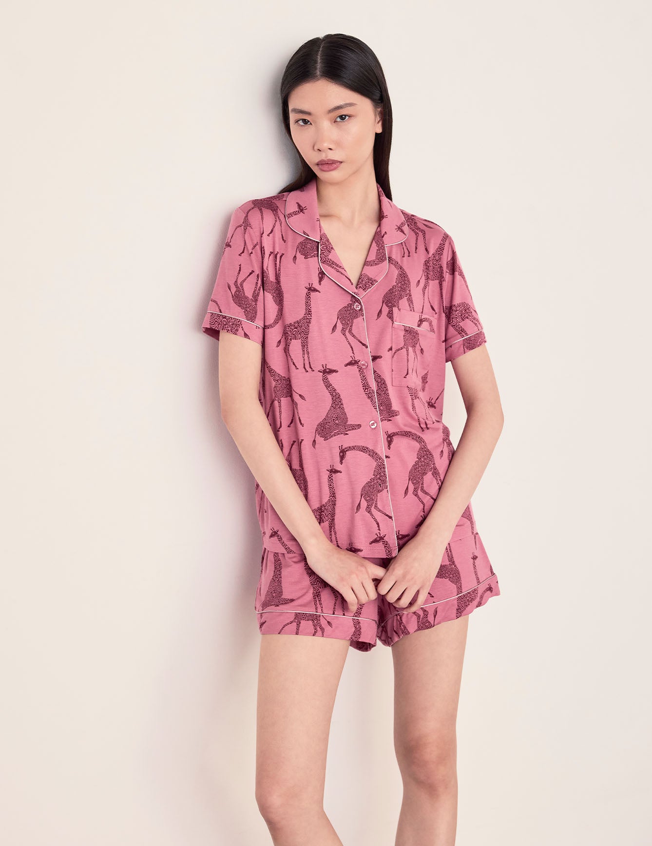 TENCEL™ Modal Tonal Giraffe Print Short Pyjama Set