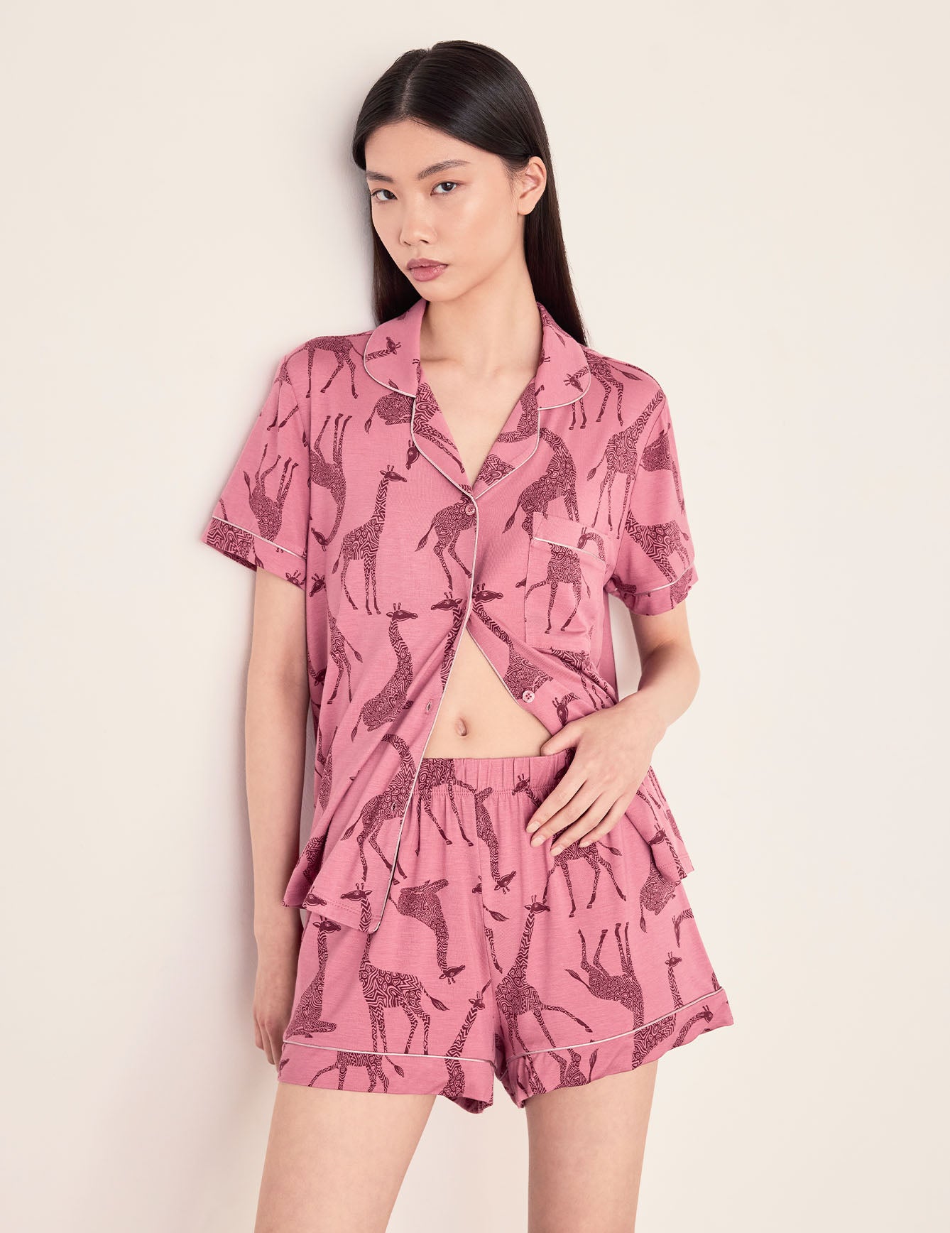 TENCEL™ Modal Tonal Giraffe Print Short Pyjama Set