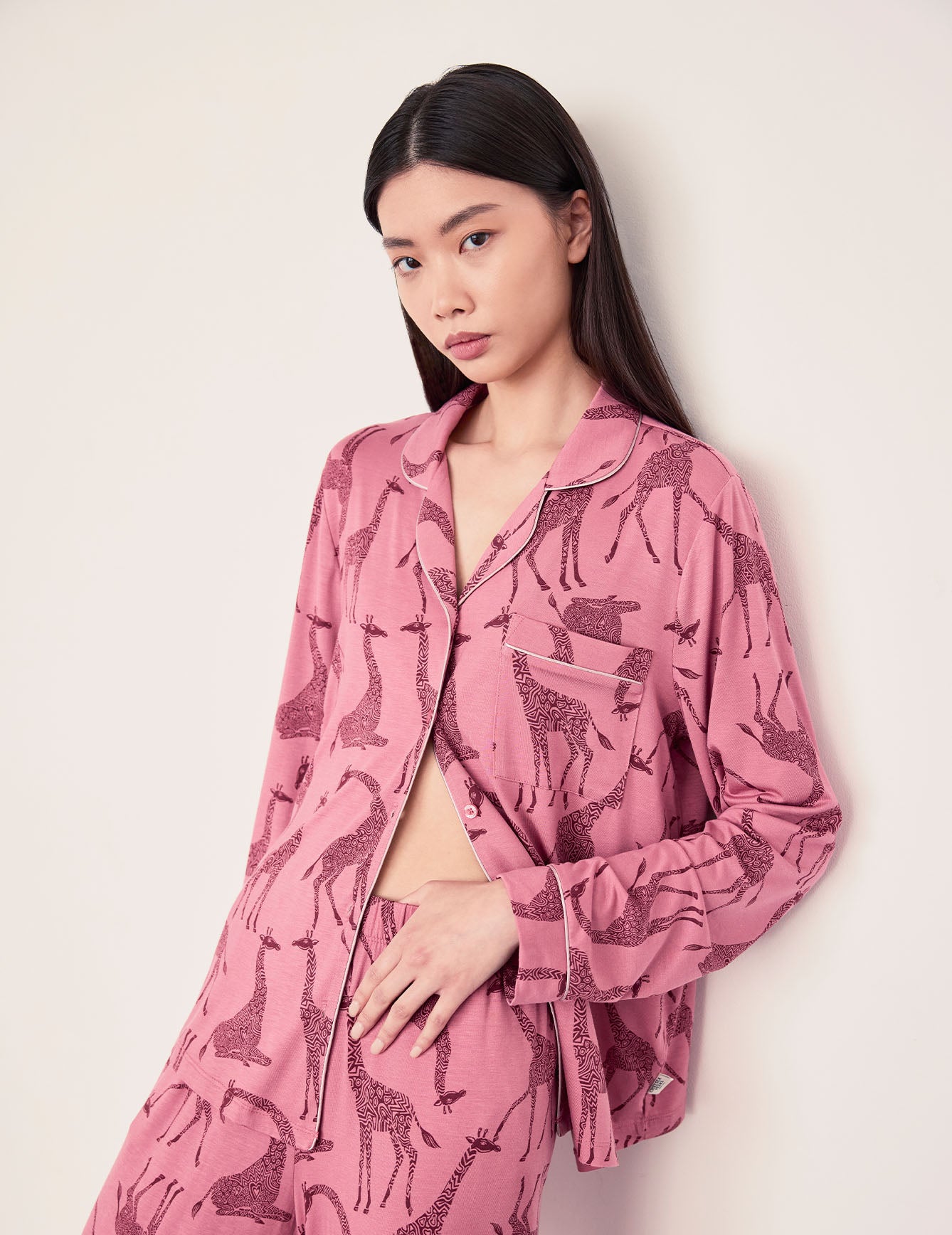 TENCEL™ Modal Tonal Giraffe Print Long Pyjama Set