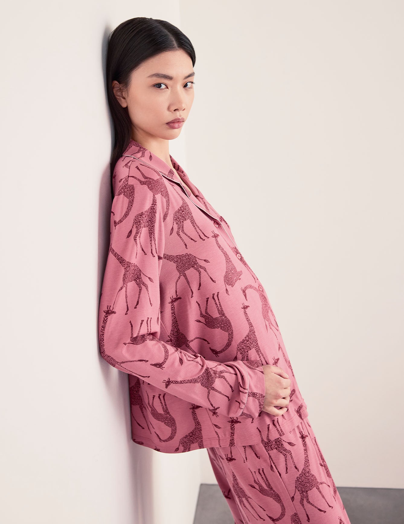 TENCEL™ Modal Tonal Giraffe Print Long Pyjama Set