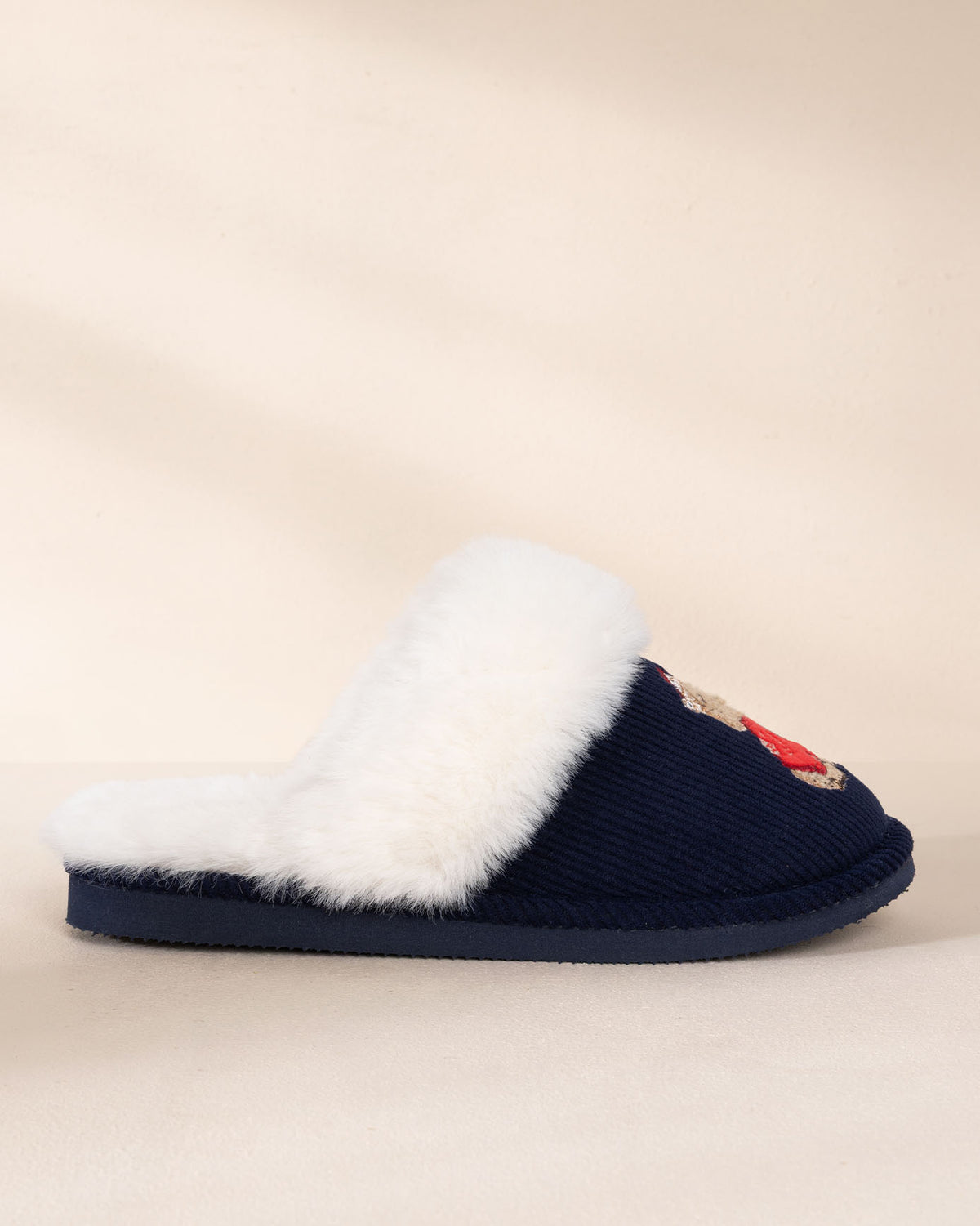 Corduroy Embroidered Christmas Chip the Cockapoo Slippers