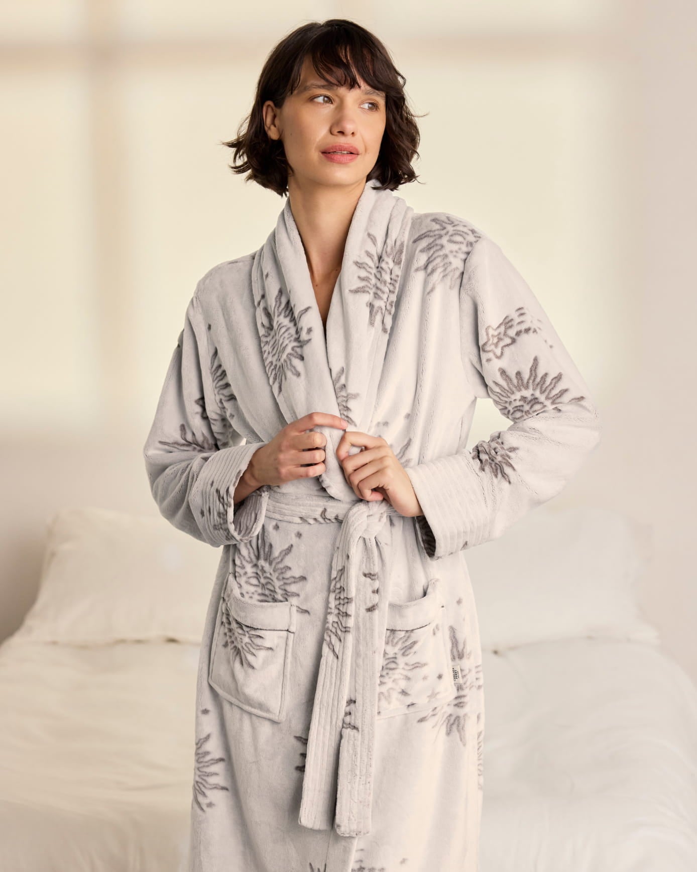 Fleece Burnout Zodiac Sun Dressing Gown