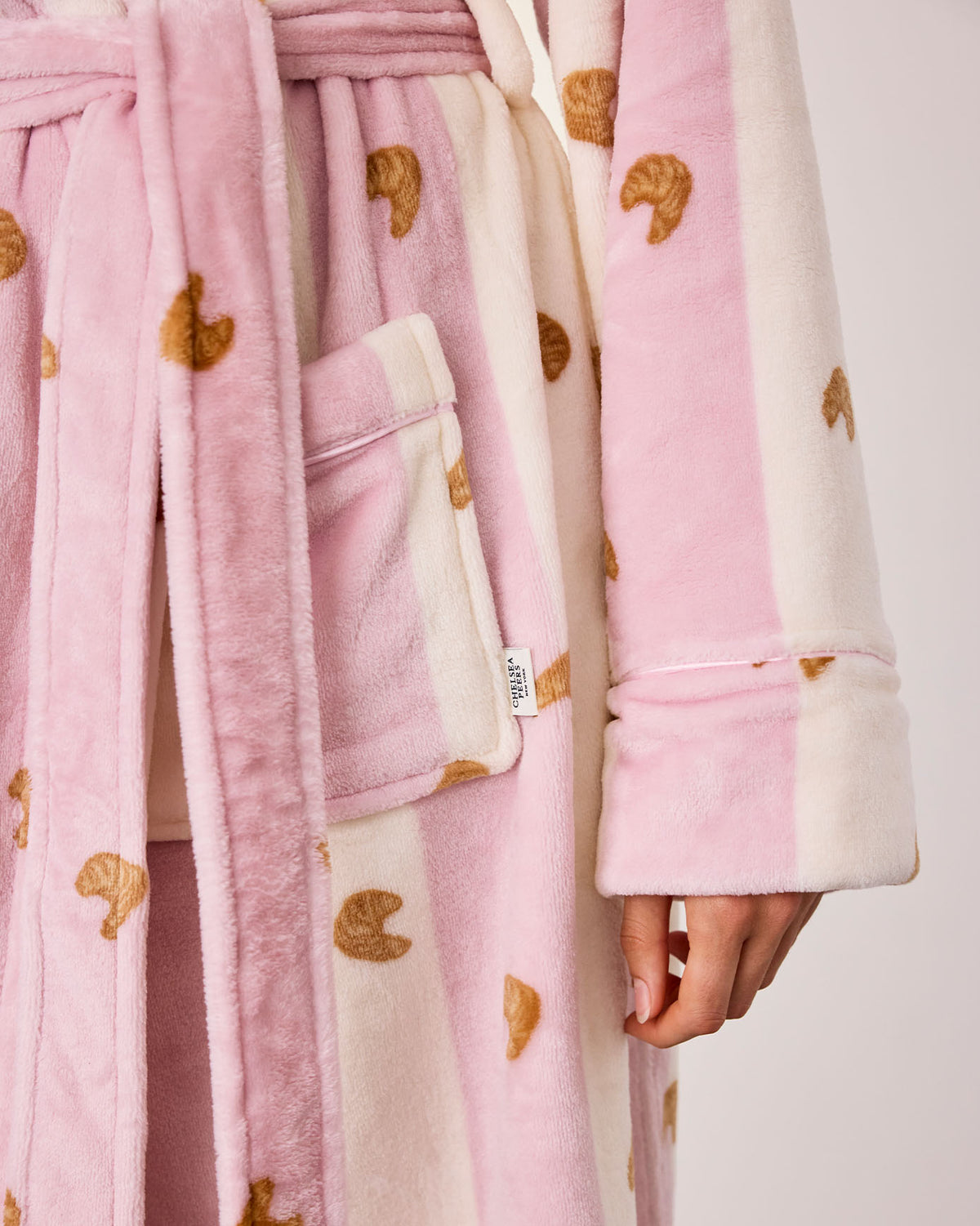 Fleece Croissant Stripe Dressing Gown