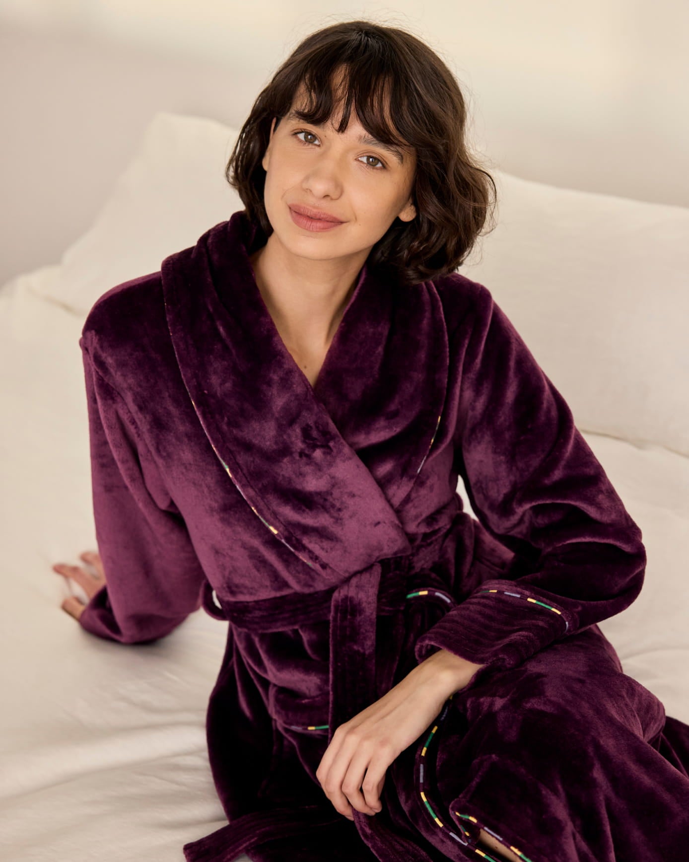 Fleece Jewel Stripe Long Dressing Gown