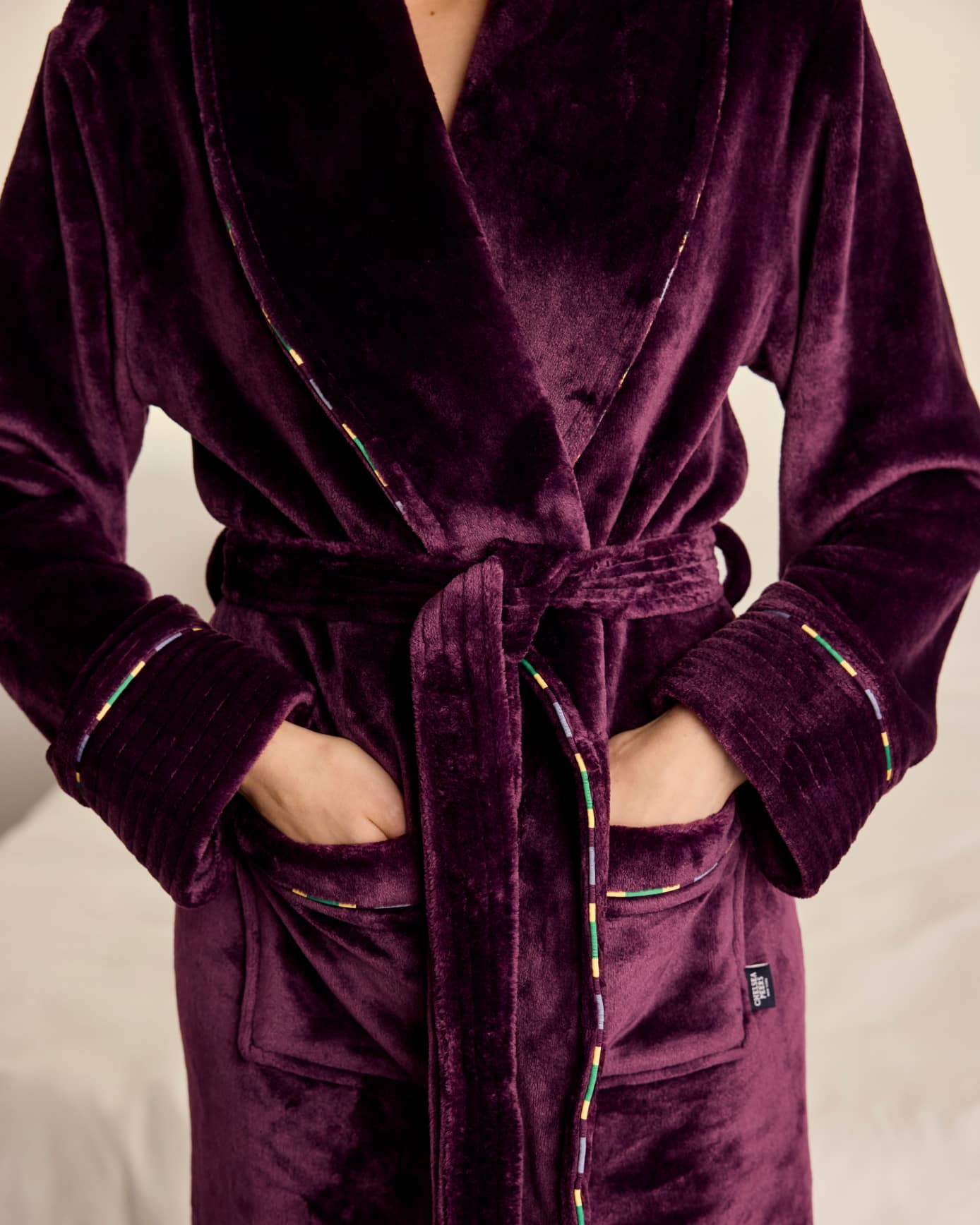 Fleece Jewel Stripe Long Dressing Gown