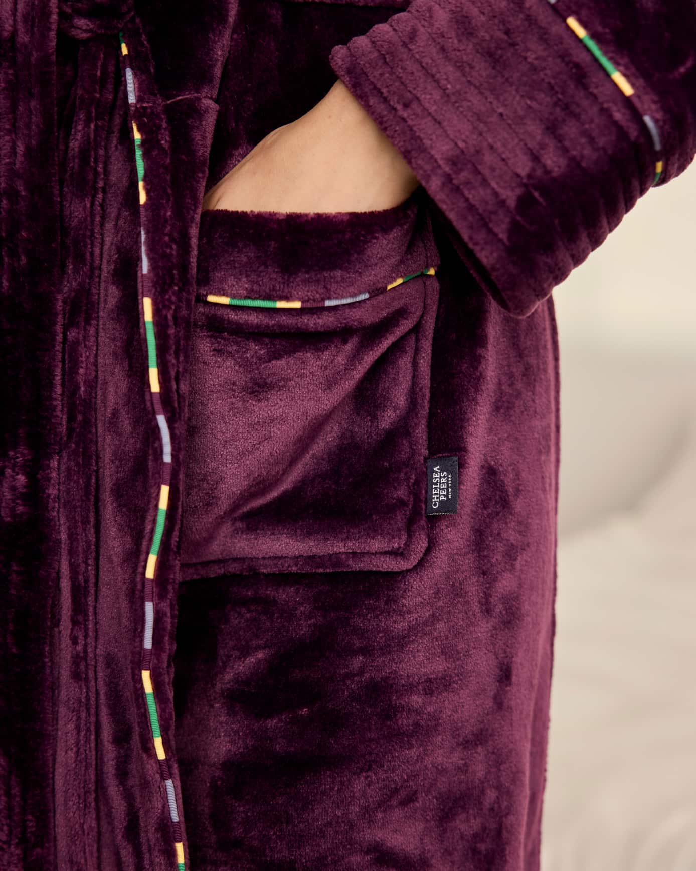 Fleece Jewel Stripe Long Dressing Gown