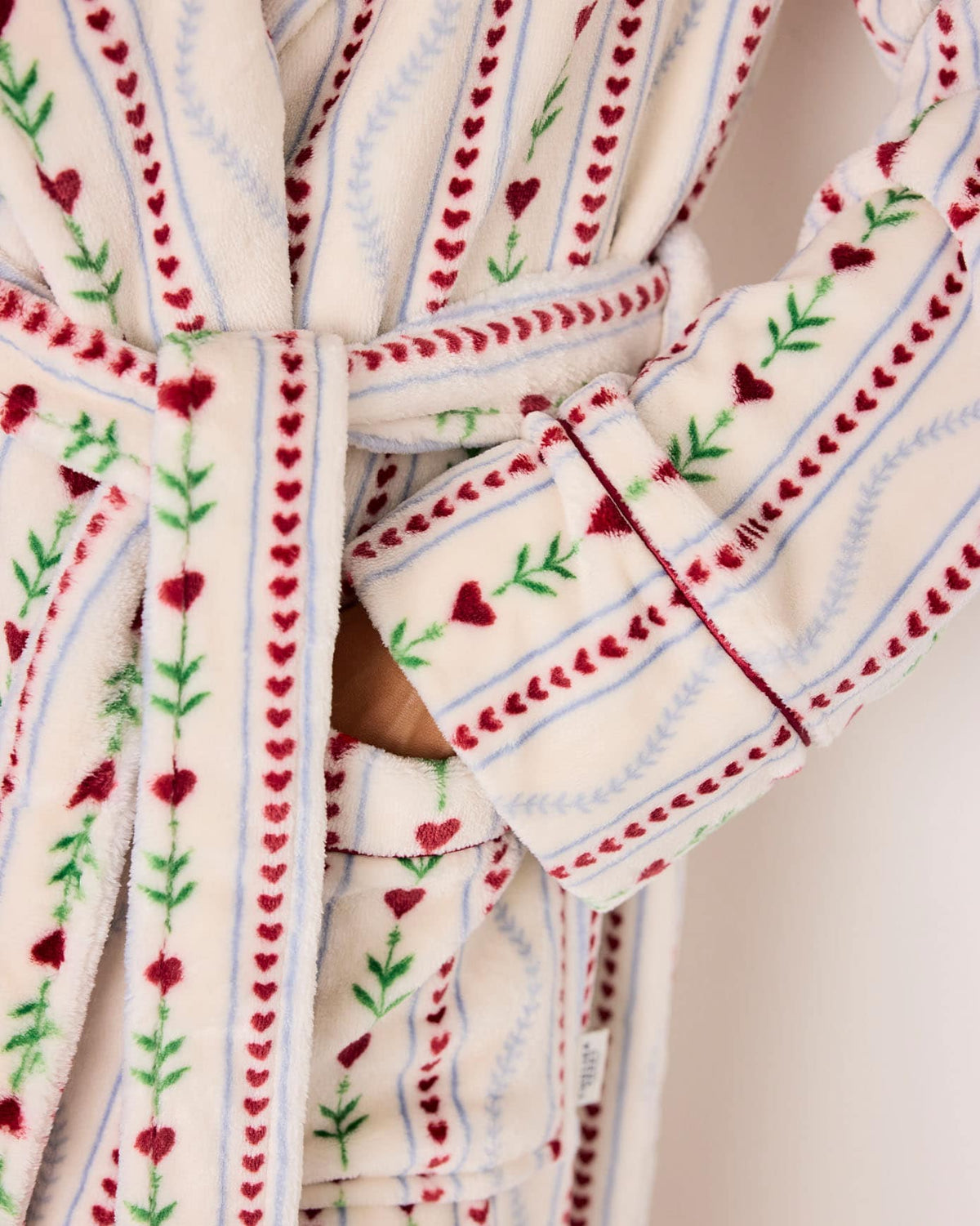 Fleece Garland Heart Stripe Print Dressing Gown