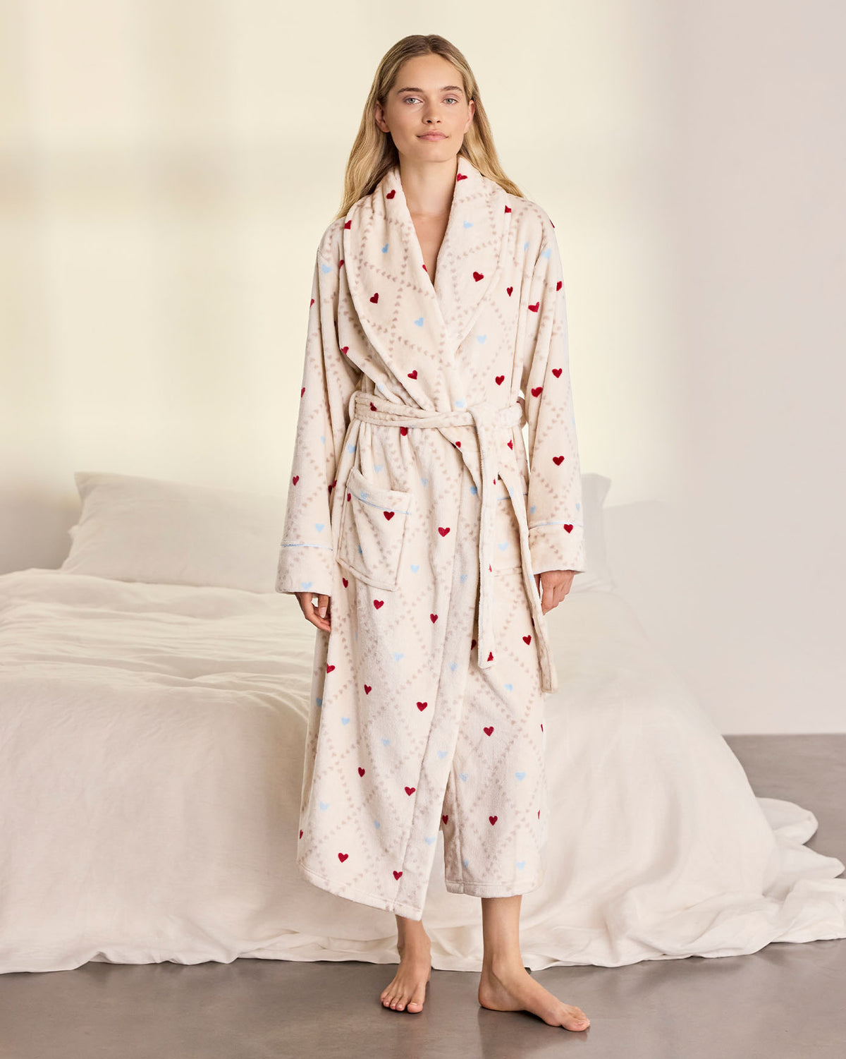 Fleece Sweetheart Print Dressing Gown