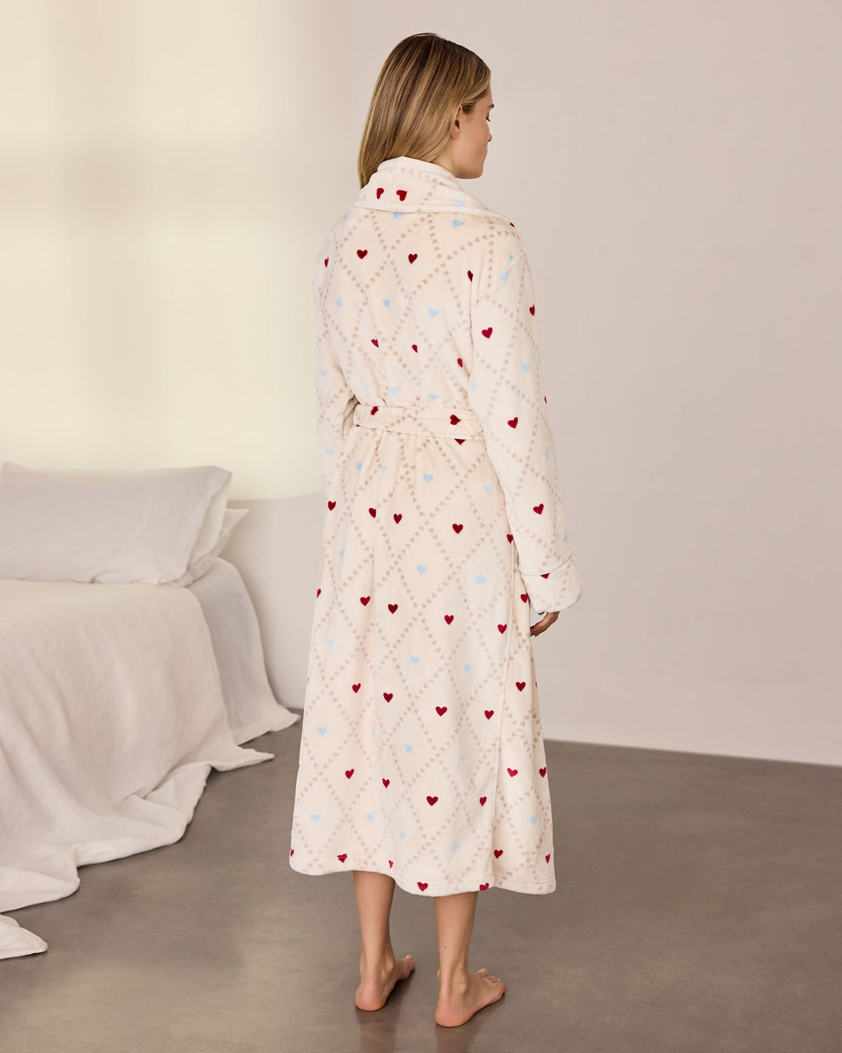 Fleece Sweetheart Print Dressing Gown