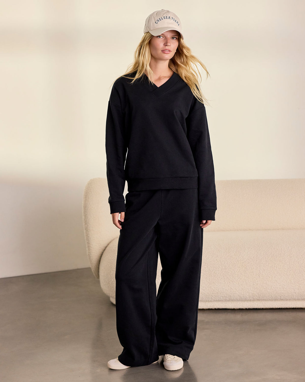 Organic Cotton V-Neck Sweater - Black