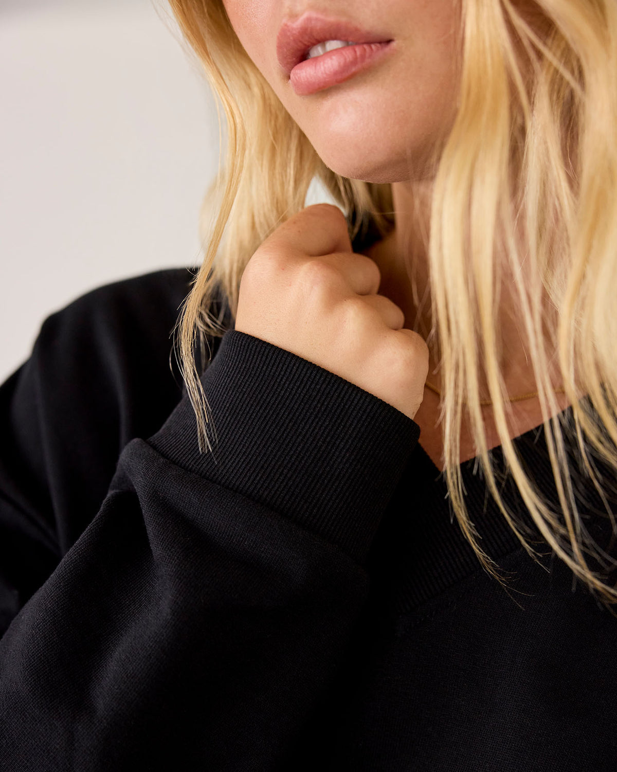 Organic Cotton V-Neck Sweater - Black