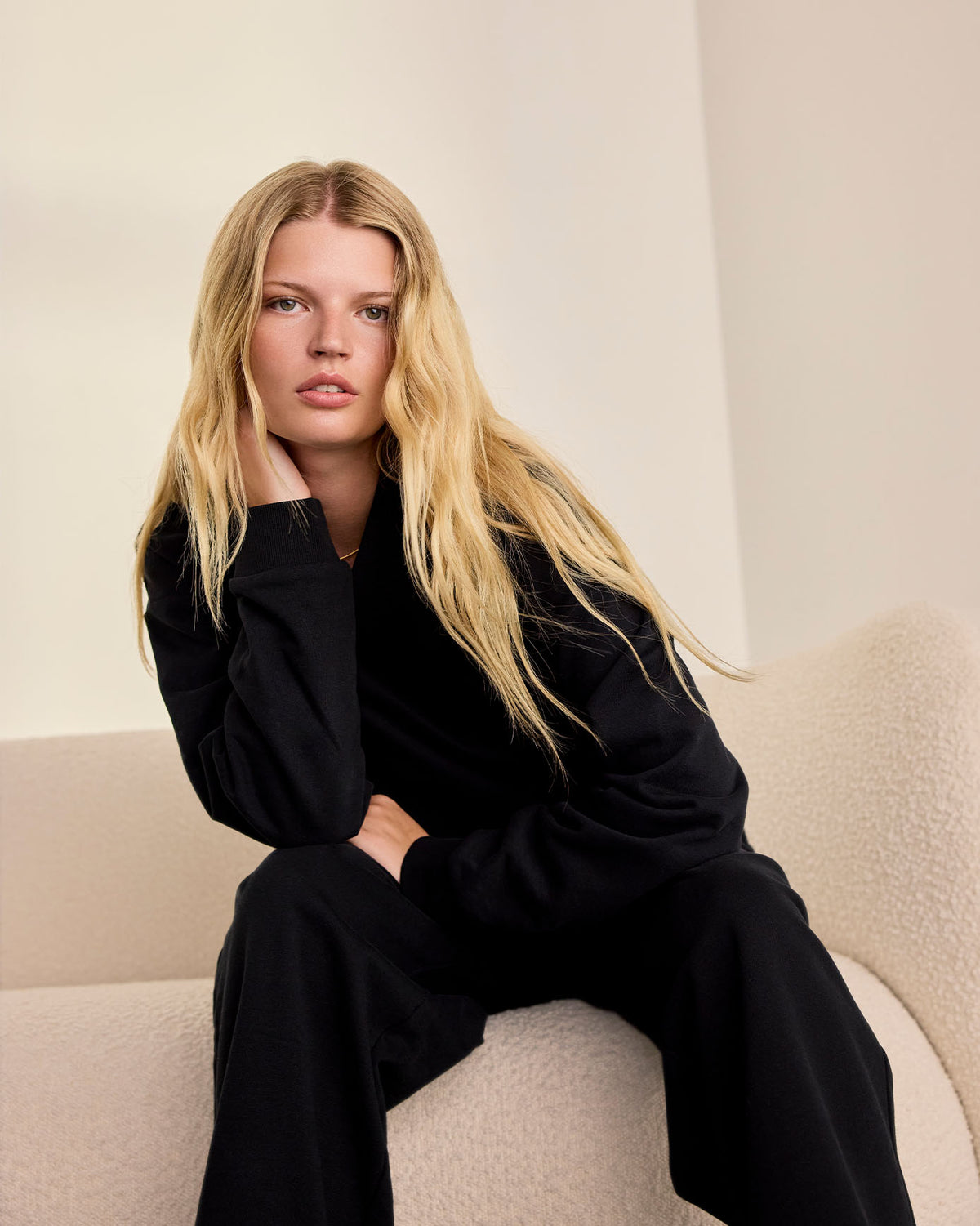 Organic Cotton V-Neck Sweater - Black