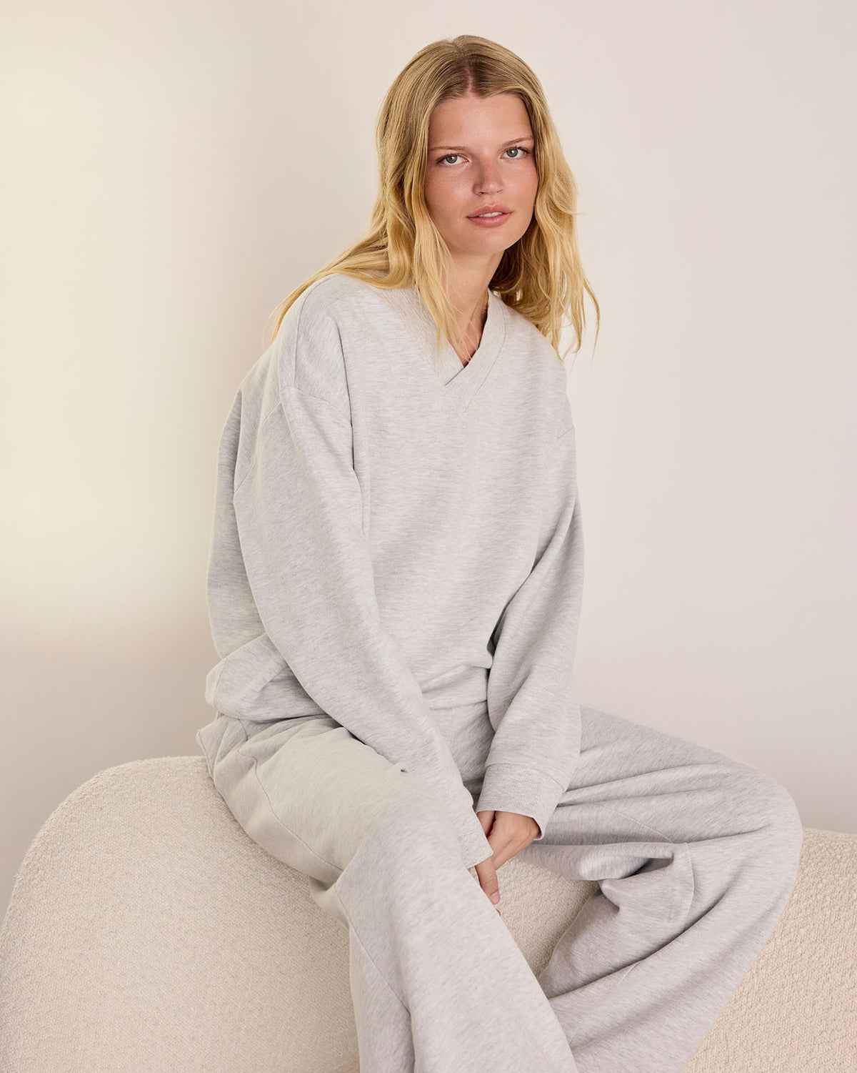 Organic Cotton V-Neck Sweater - Grey