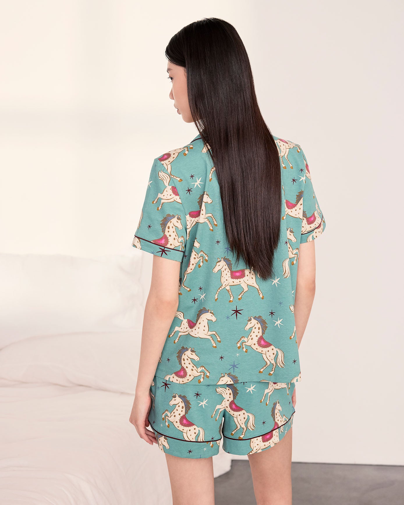 Organic Cotton Carousel Horse Print Short Pyjama Set